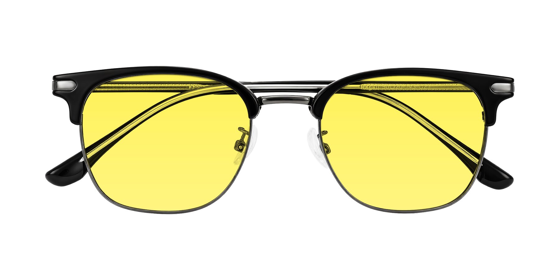 Folded Front of Raguti in Black/Gunmetal with Medium Yellow Tinted Lenses