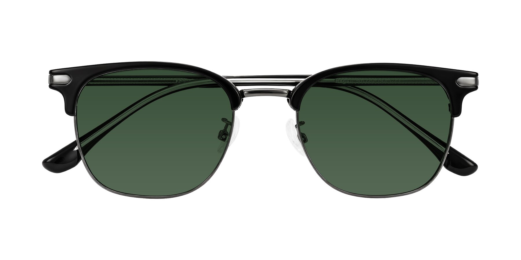 Folded Front of Raguti in Black/Gunmetal with Green Tinted Lenses