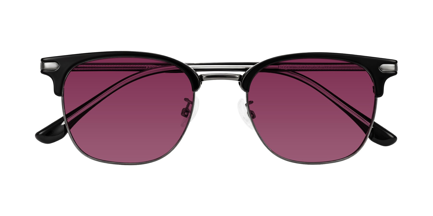 Folded Front of Raguti in Black/Gunmetal with Wine Tinted Lenses