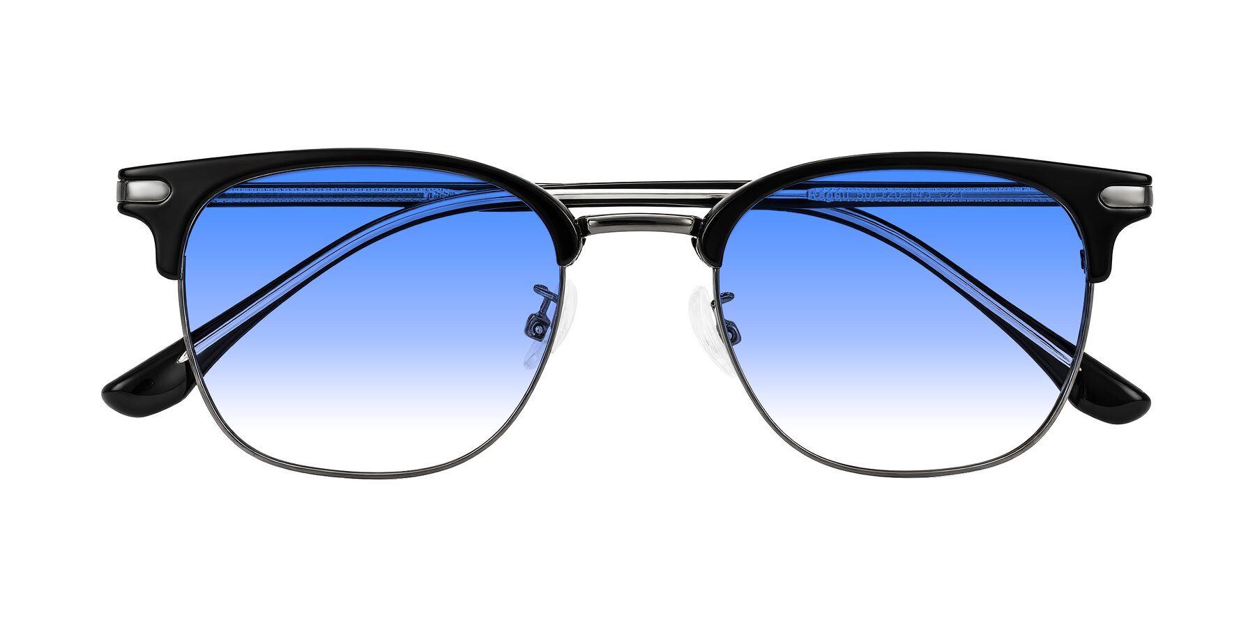 Folded Front of Raguti in Black/Gunmetal with Blue Gradient Lenses