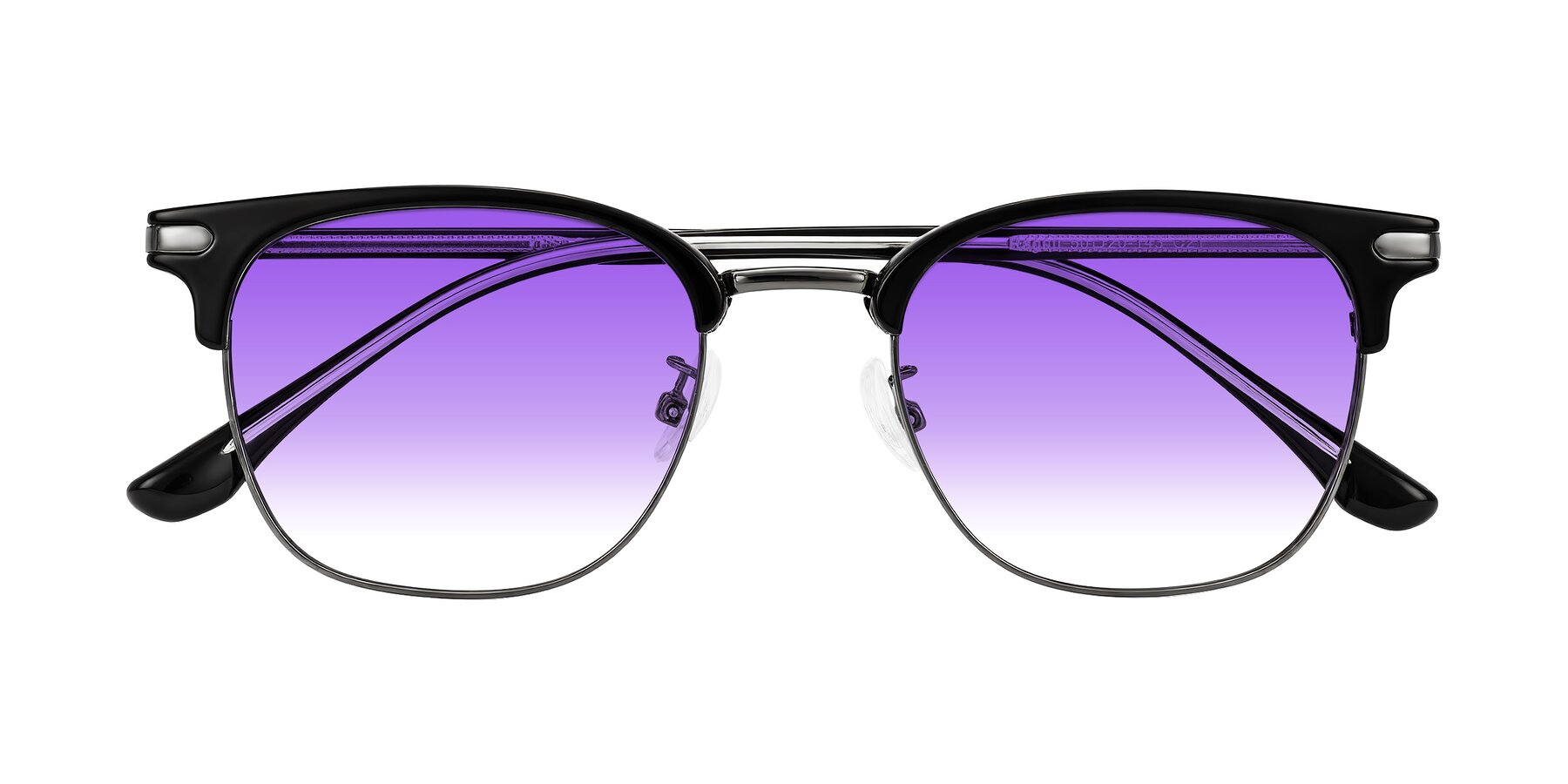 Folded Front of Raguti in Black/Gunmetal with Purple Gradient Lenses