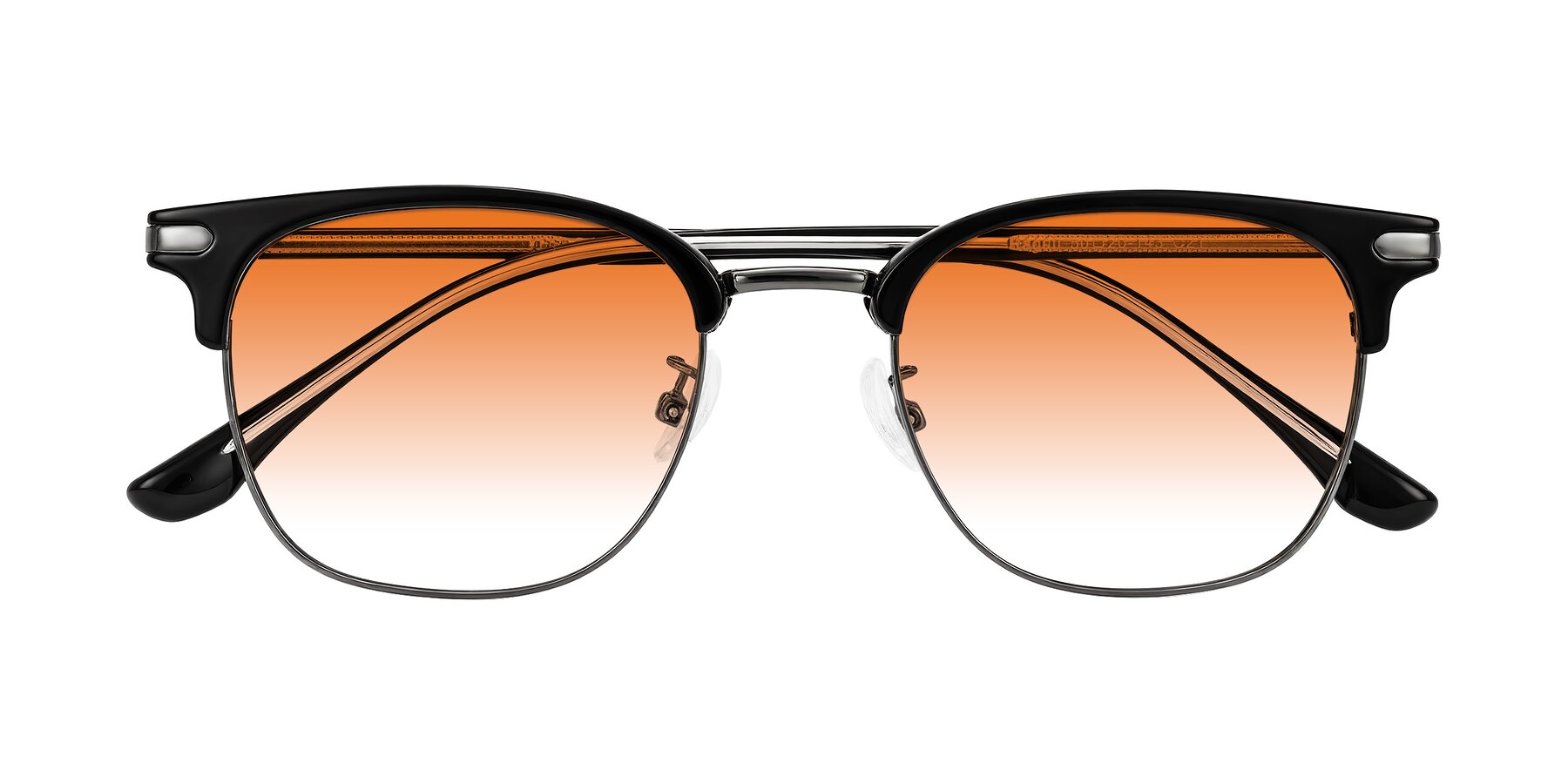 Folded Front of Raguti in Black/Gunmetal with Orange Gradient Lenses