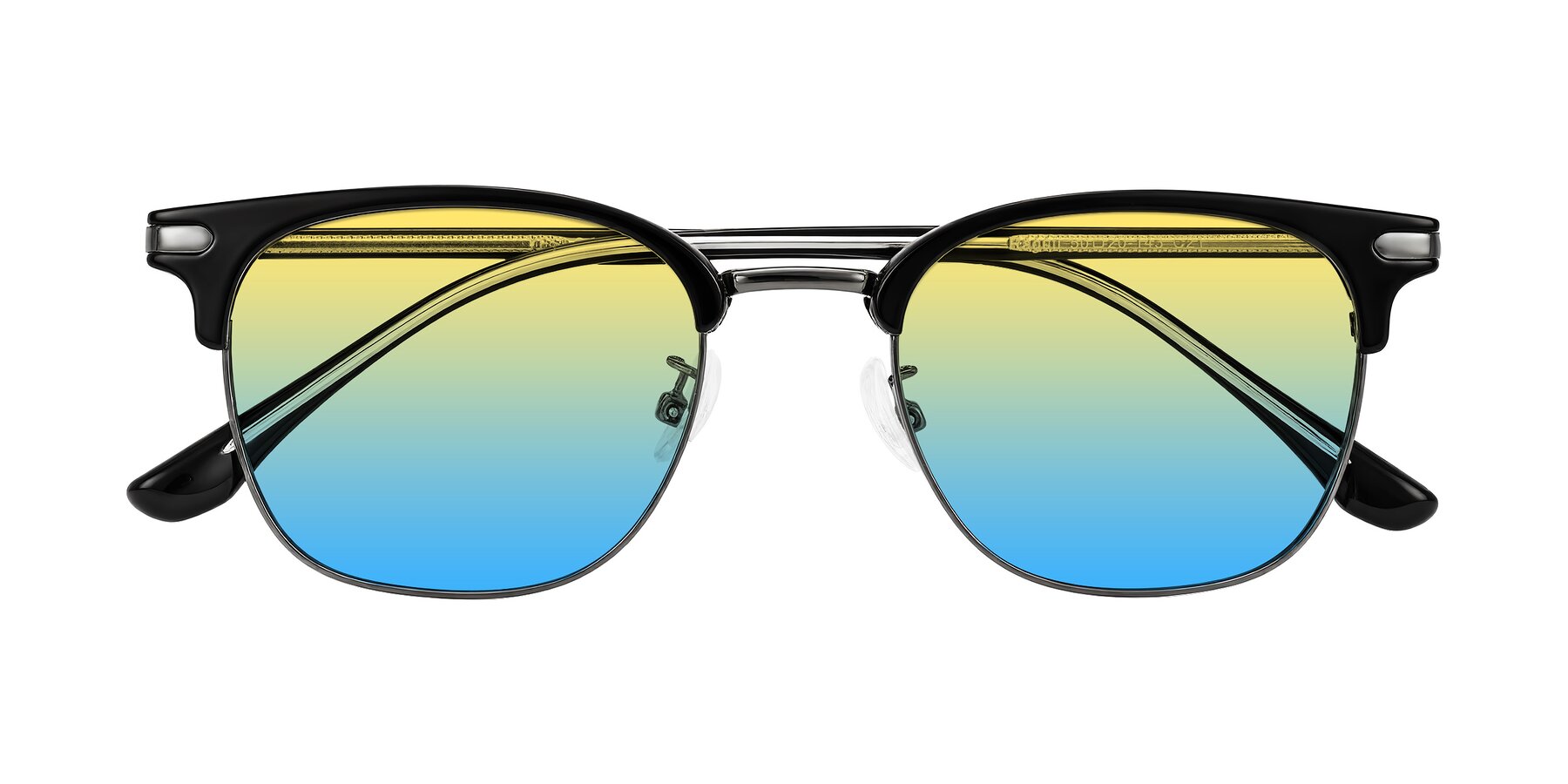 Folded Front of Raguti in Black/Gunmetal with Yellow / Blue Gradient Lenses