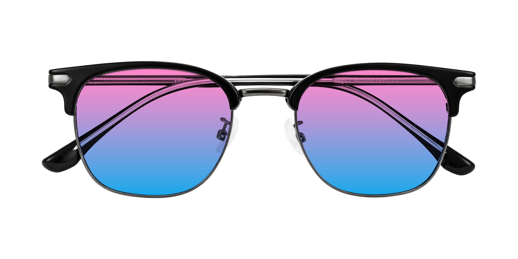 Folded Front of Raguti in Black/Gunmetal with Pink / Blue Gradient Lenses