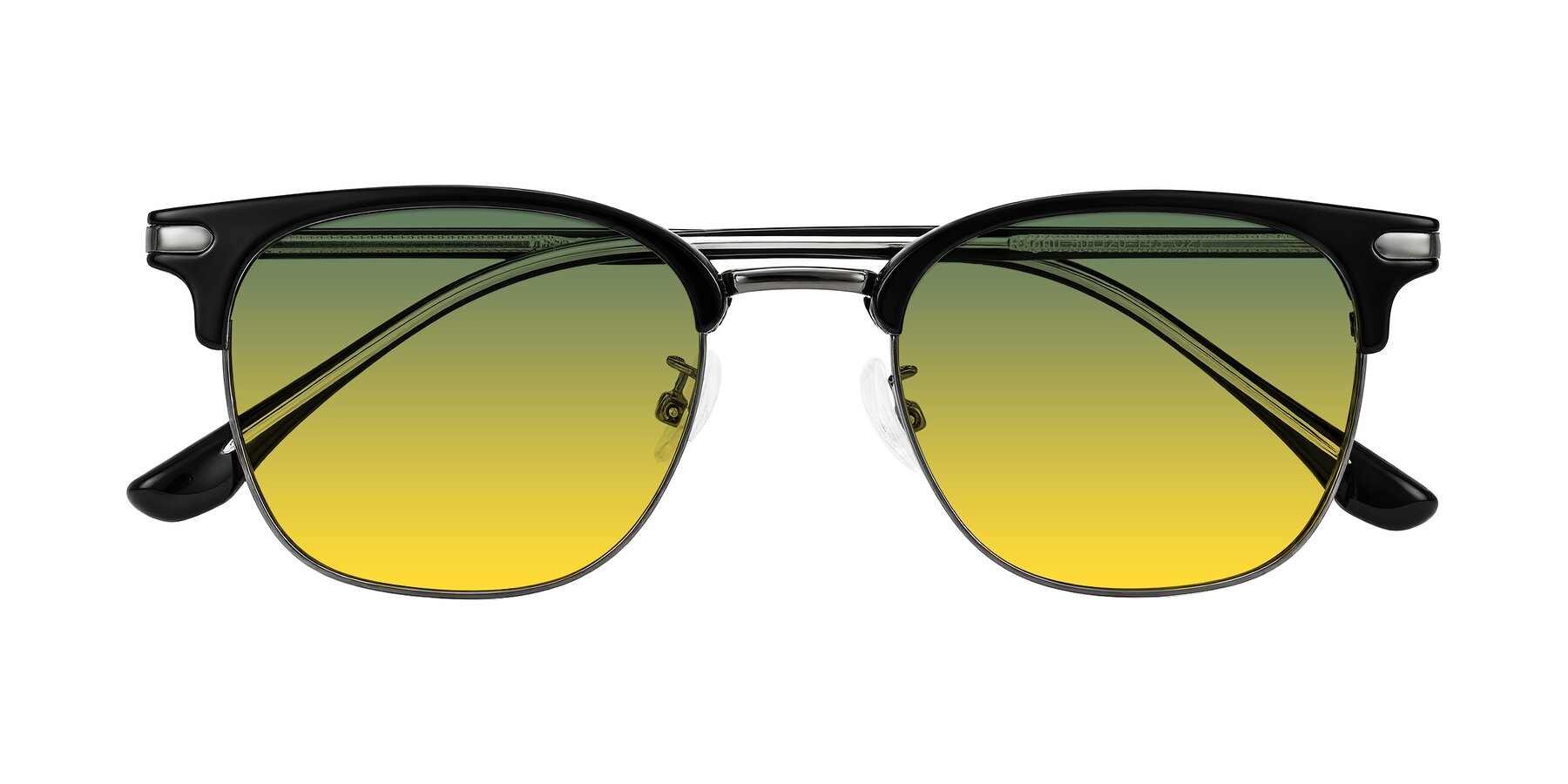 Folded Front of Raguti in Black/Gunmetal with Green / Yellow Gradient Lenses