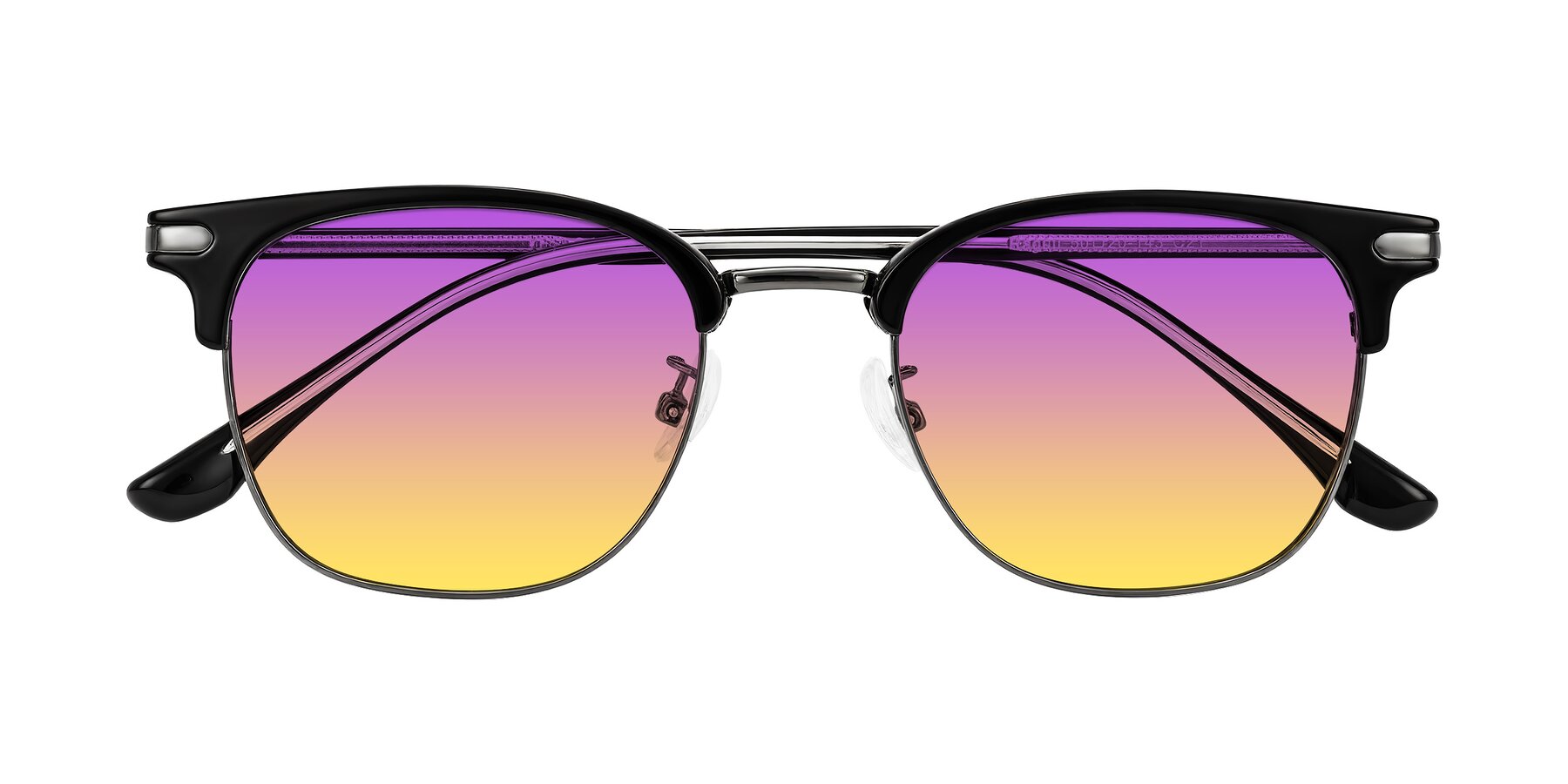 Folded Front of Raguti in Black/Gunmetal with Purple / Yellow Gradient Lenses
