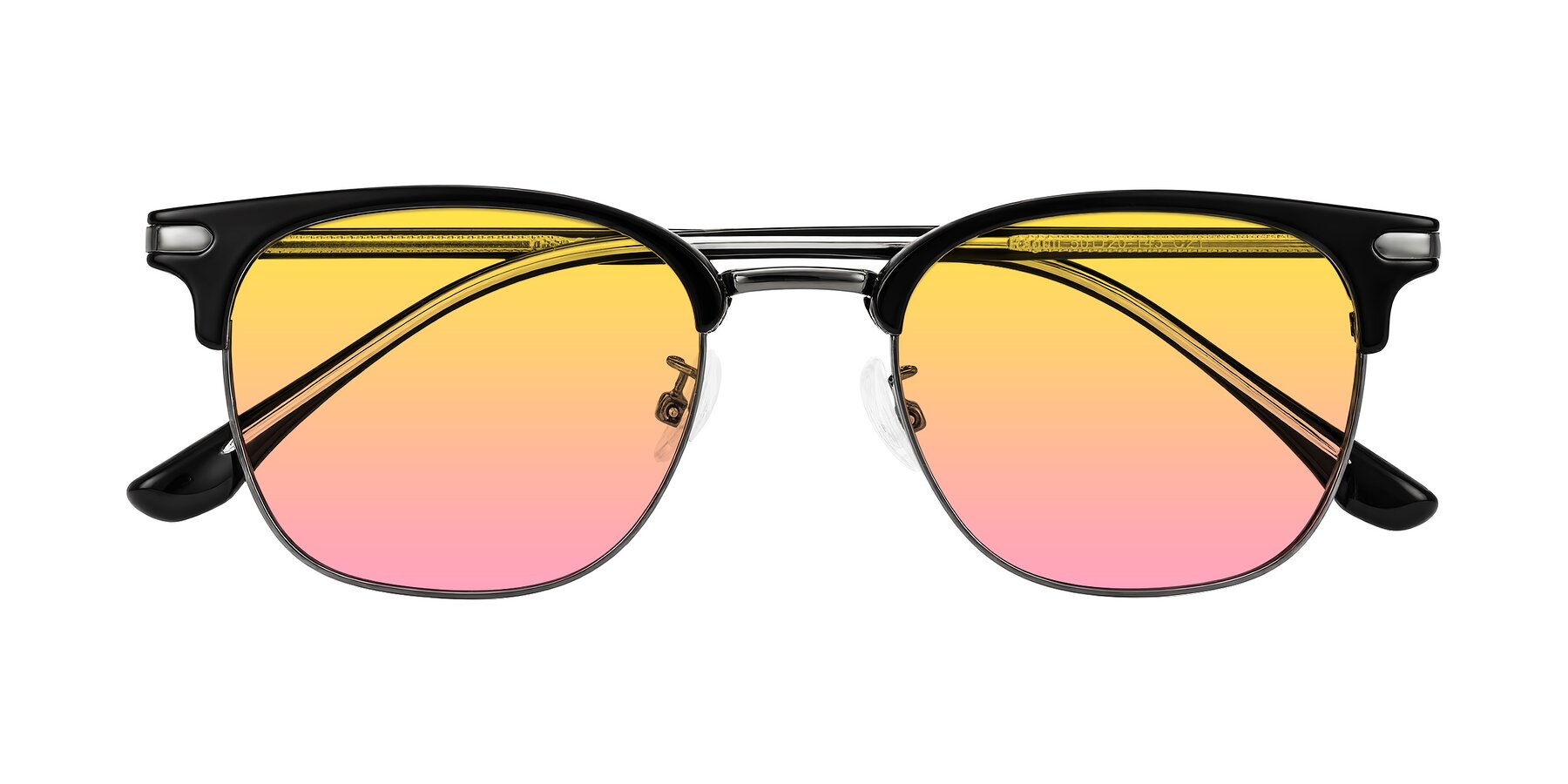 Folded Front of Raguti in Black/Gunmetal with Yellow / Pink Gradient Lenses
