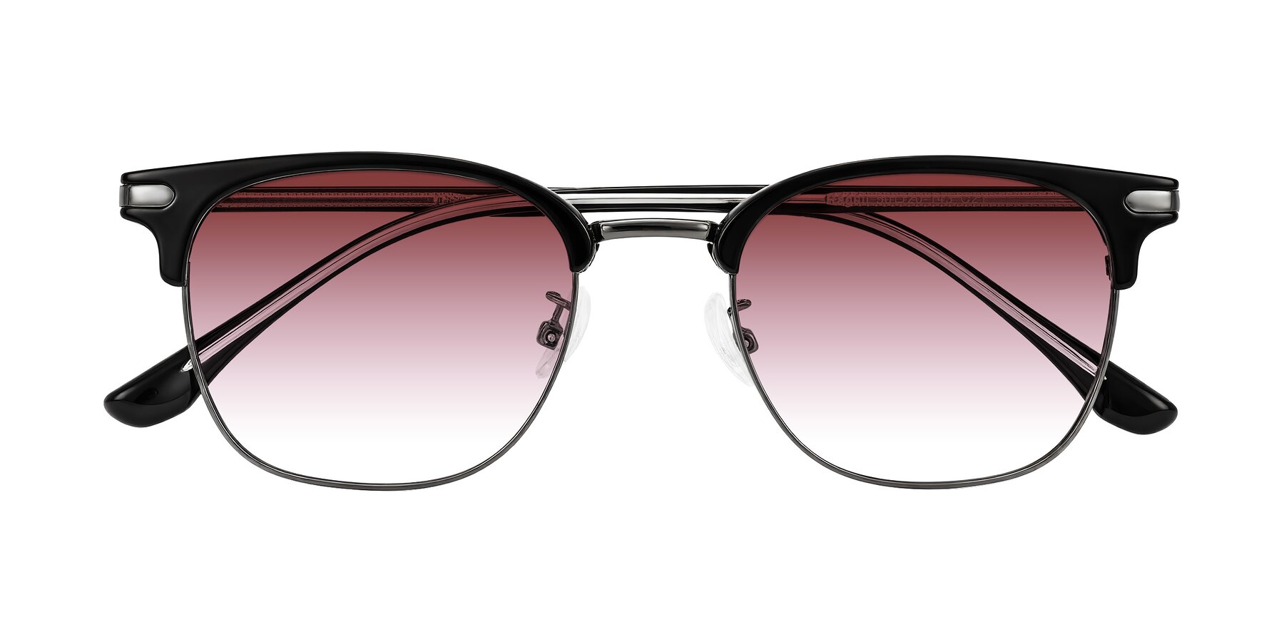 Folded Front of Raguti in Black/Gunmetal with Garnet Gradient Lenses