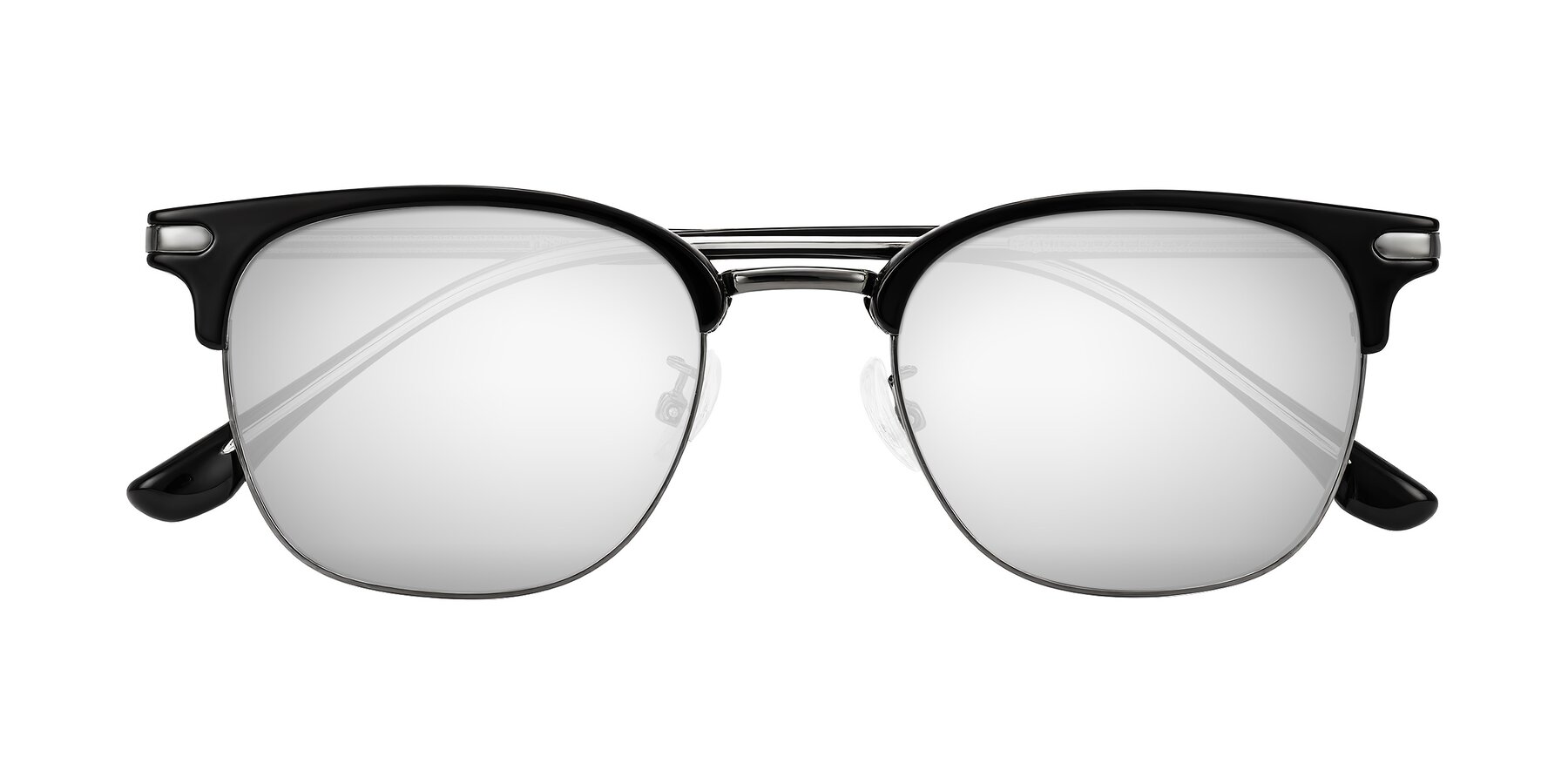 Folded Front of Raguti in Black/Gunmetal with Silver Mirrored Lenses