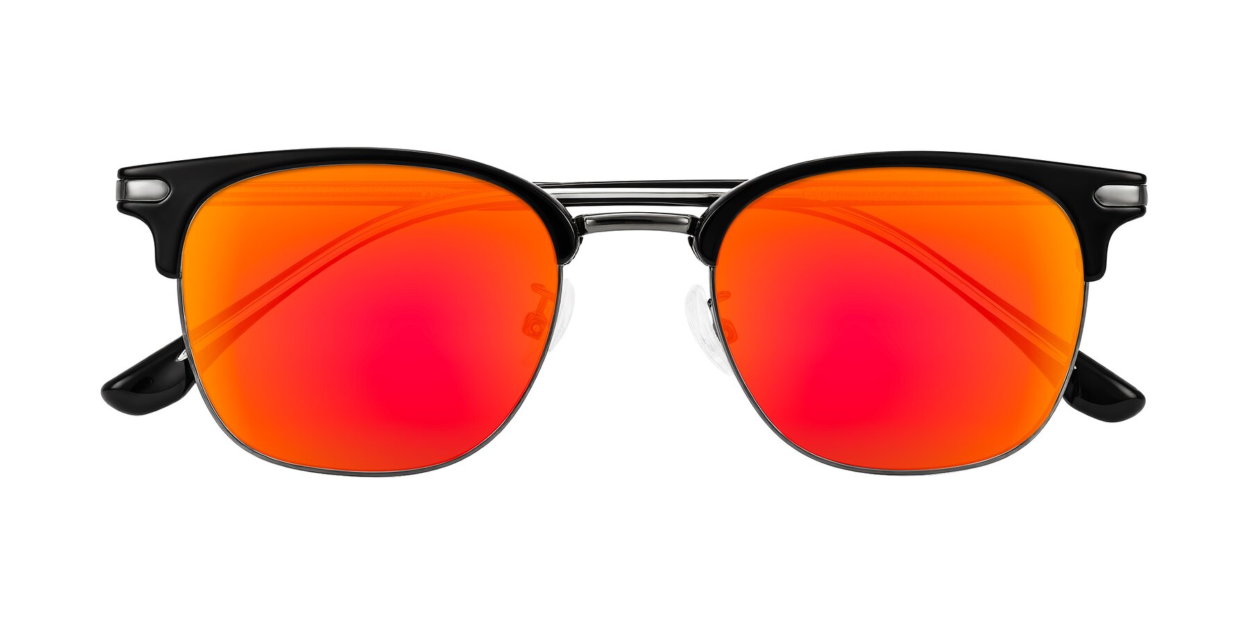 Folded Front of Raguti in Black/Gunmetal with Red Gold Mirrored Lenses