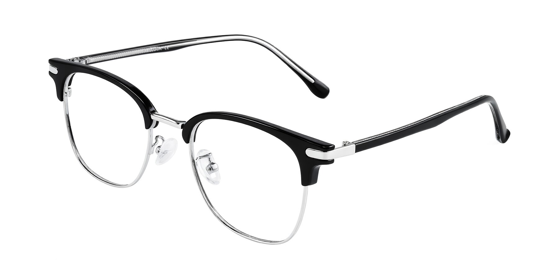 Angle of Raguti in Black/Silver with Clear Eyeglass Lenses