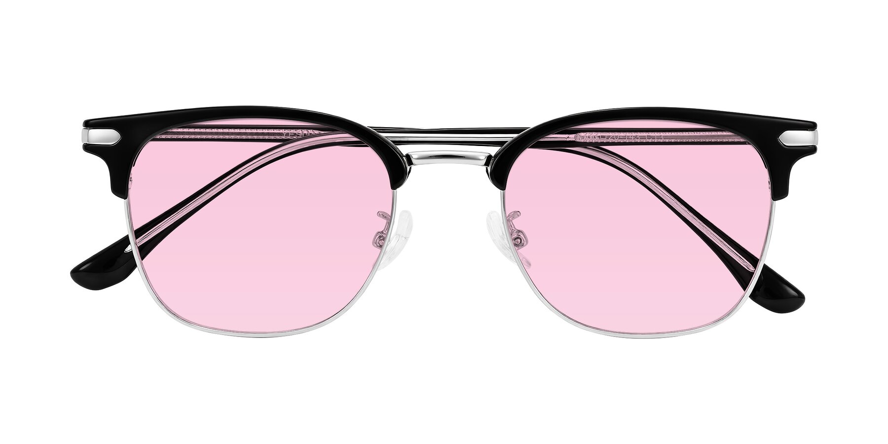 Folded Front of Raguti in Black/Silver with Light Pink Tinted Lenses