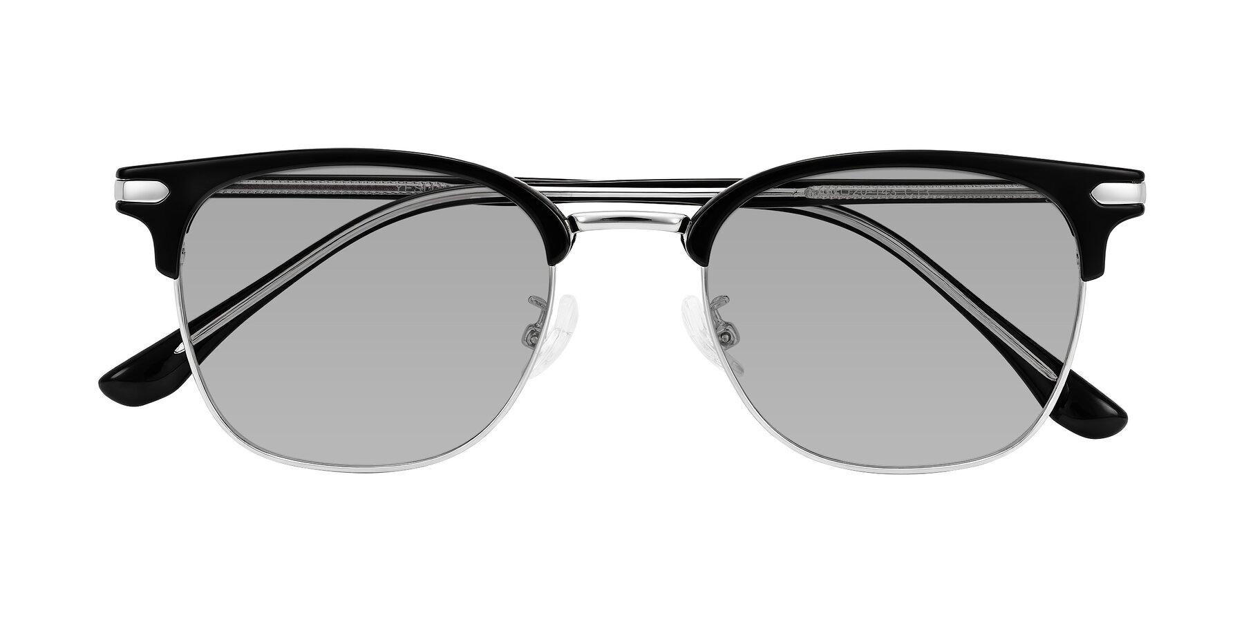 Folded Front of Raguti in Black/Silver with Light Gray Tinted Lenses