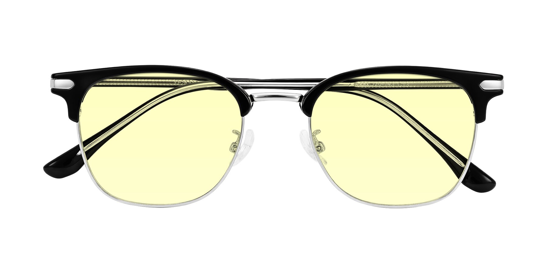 Folded Front of Raguti in Black/Silver with Light Yellow Tinted Lenses