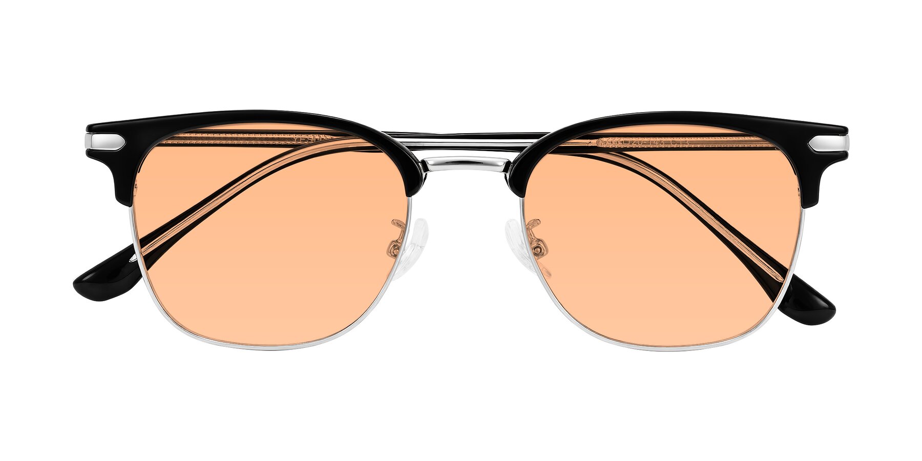 Folded Front of Raguti in Black/Silver with Light Orange Tinted Lenses
