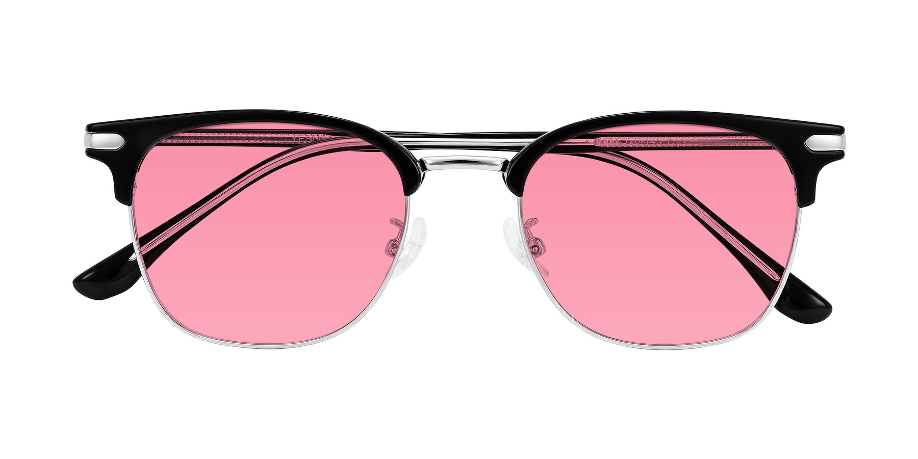 Folded Front of Raguti in Black/Silver with Pink Tinted Lenses