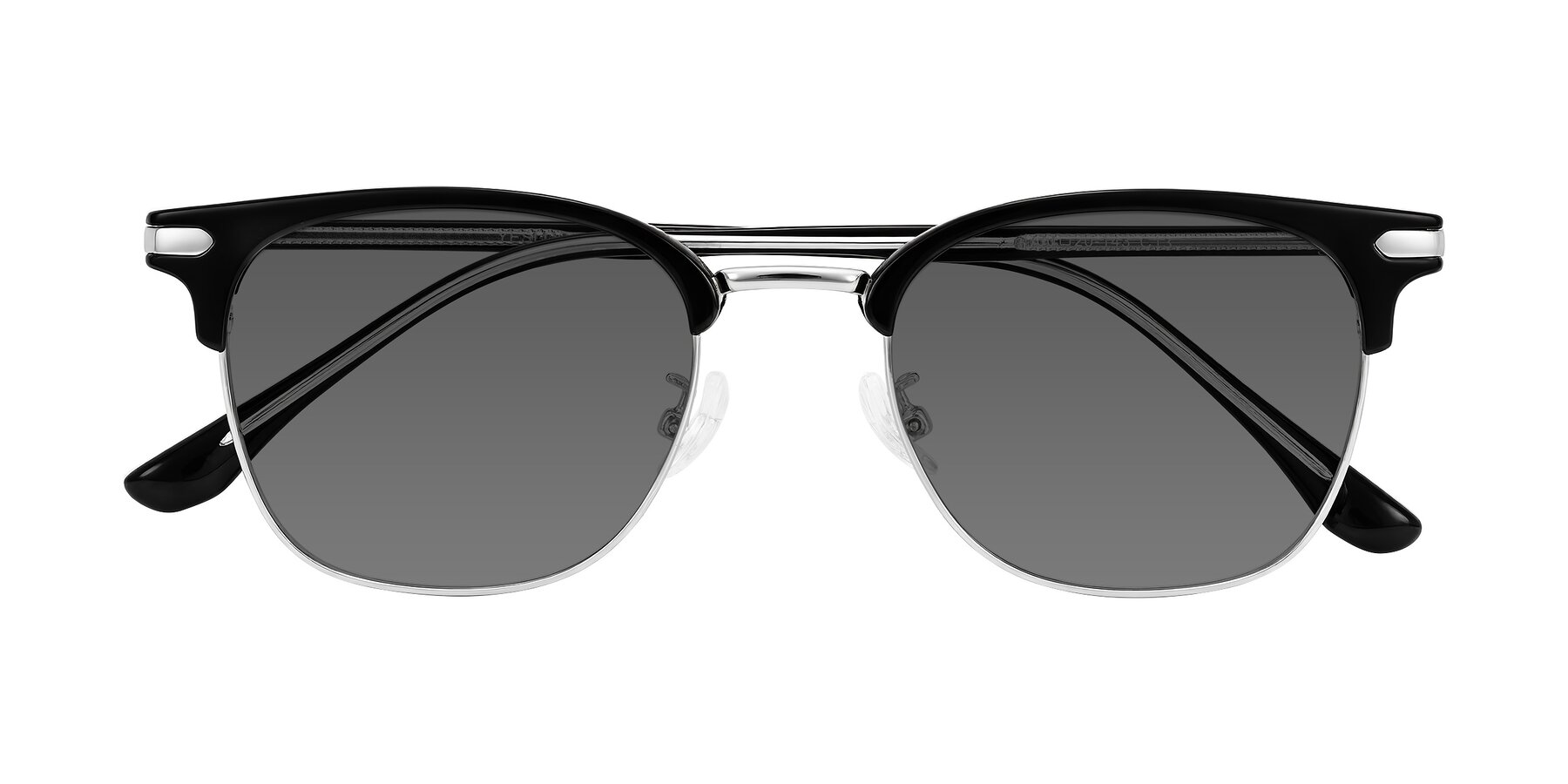 Folded Front of Raguti in Black/Silver with Medium Gray Tinted Lenses