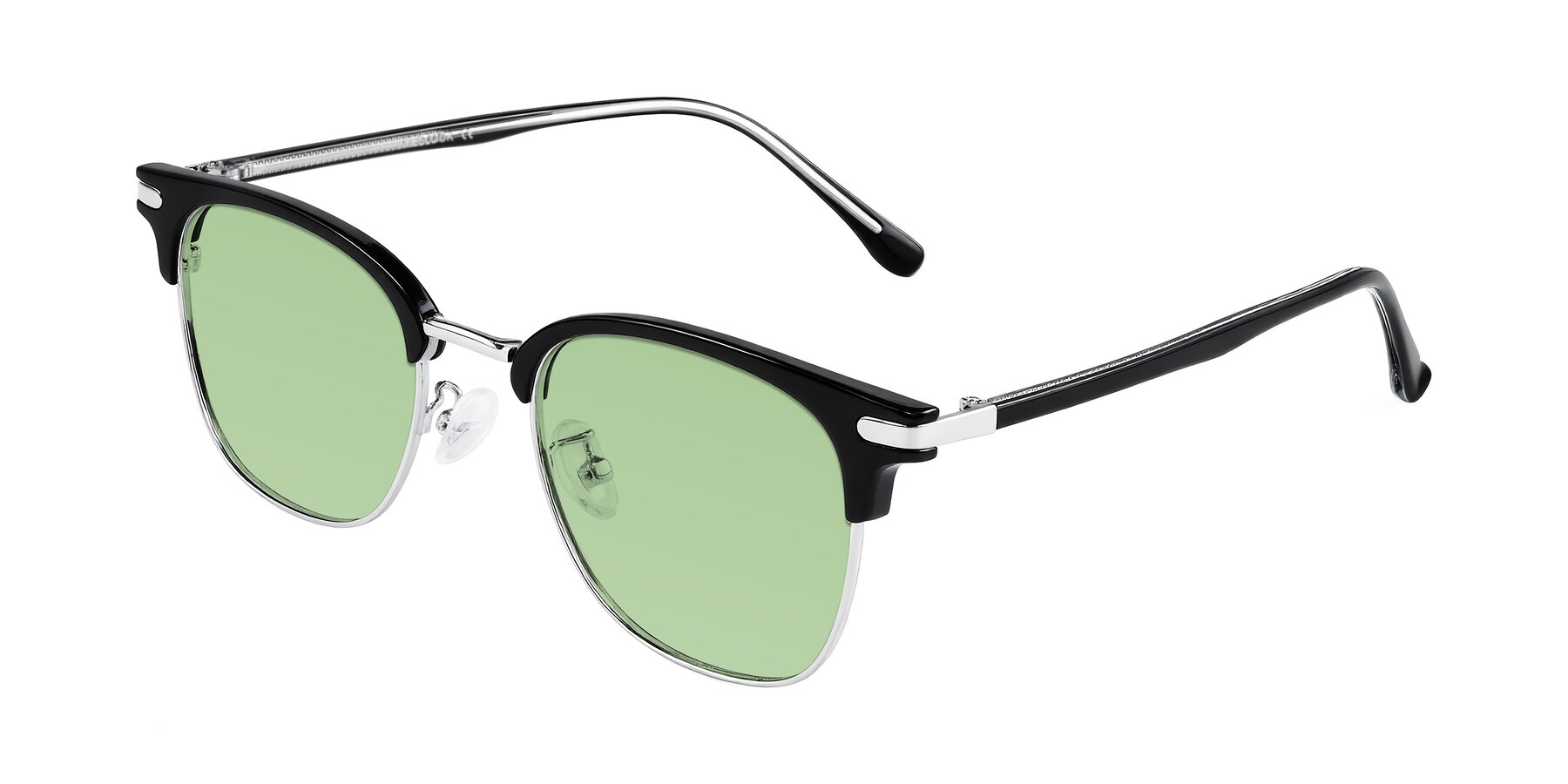 Angle of Raguti in Black/Silver with Medium Green Tinted Lenses