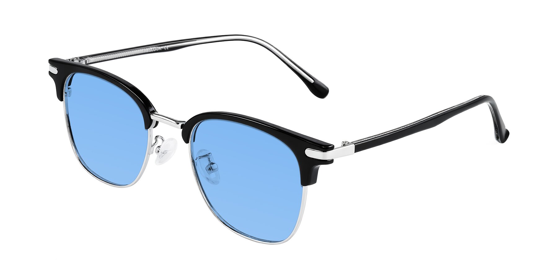 Angle of Raguti in Black/Silver with Medium Blue Tinted Lenses