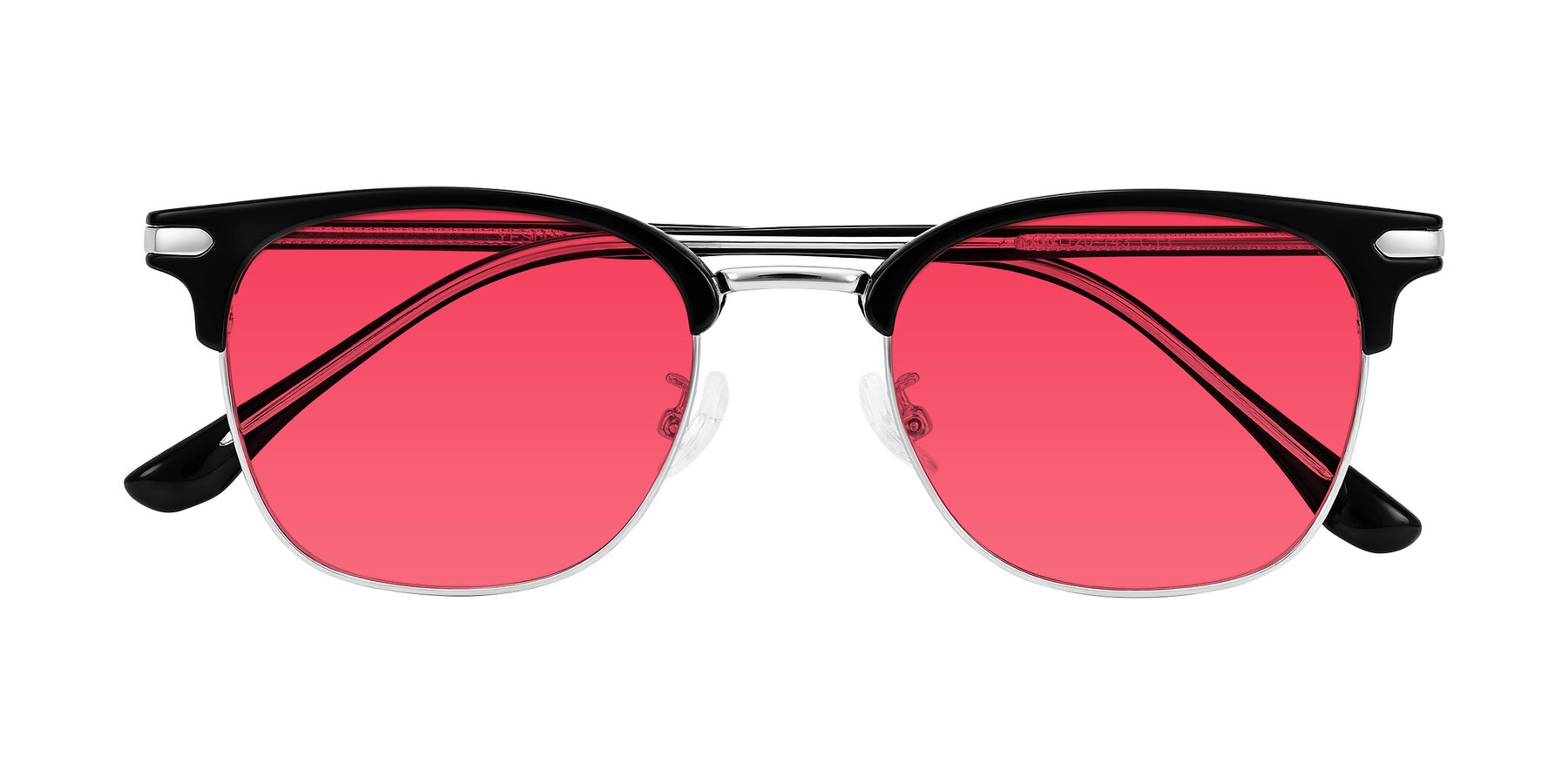 Folded Front of Raguti in Black/Silver with Red Tinted Lenses