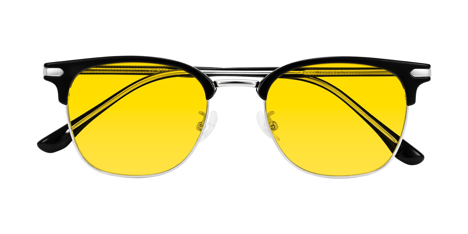 Folded Front of Raguti in Black/Silver with Yellow Tinted Lenses