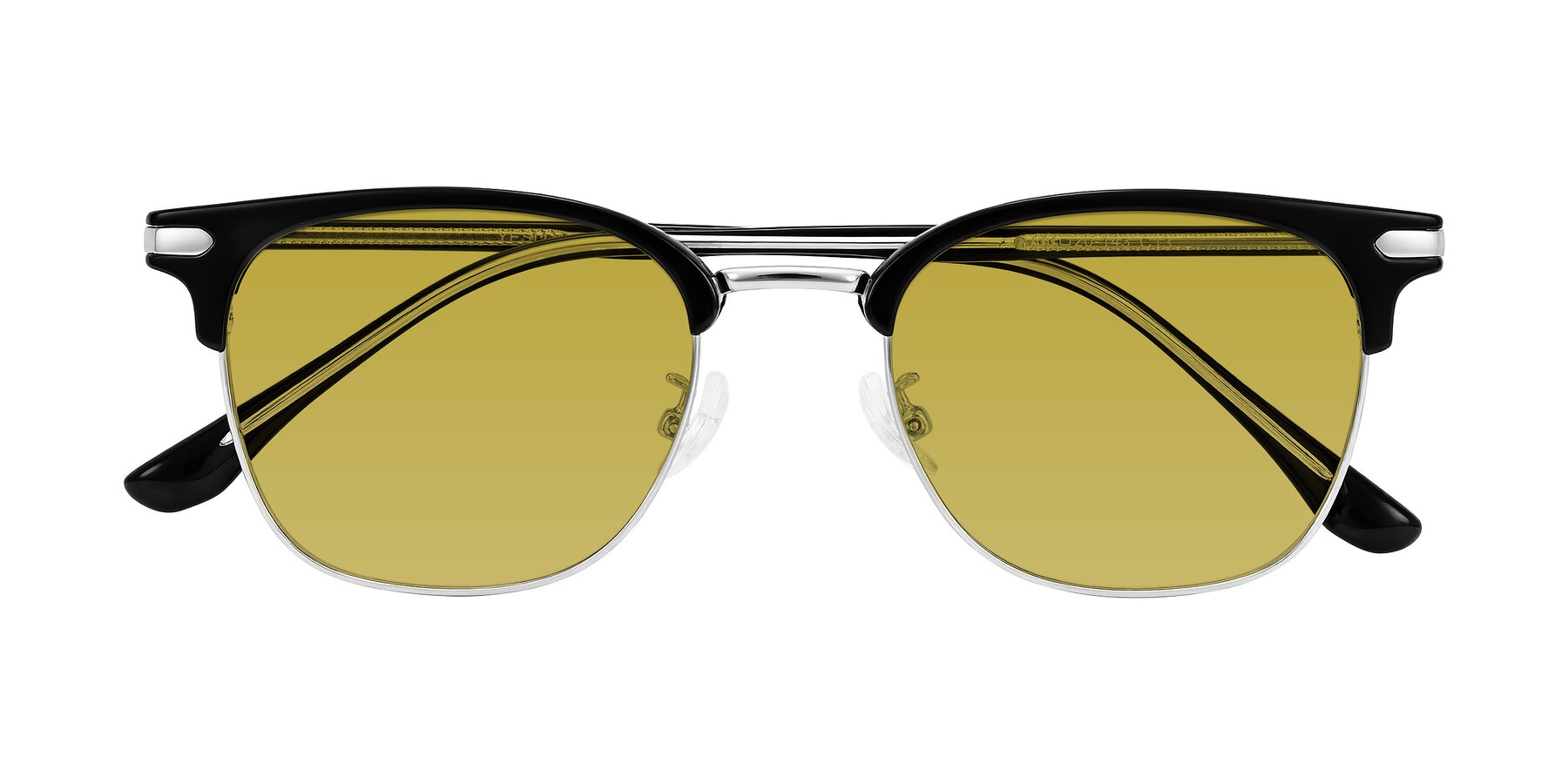 Folded Front of Raguti in Black/Silver with Champagne Tinted Lenses