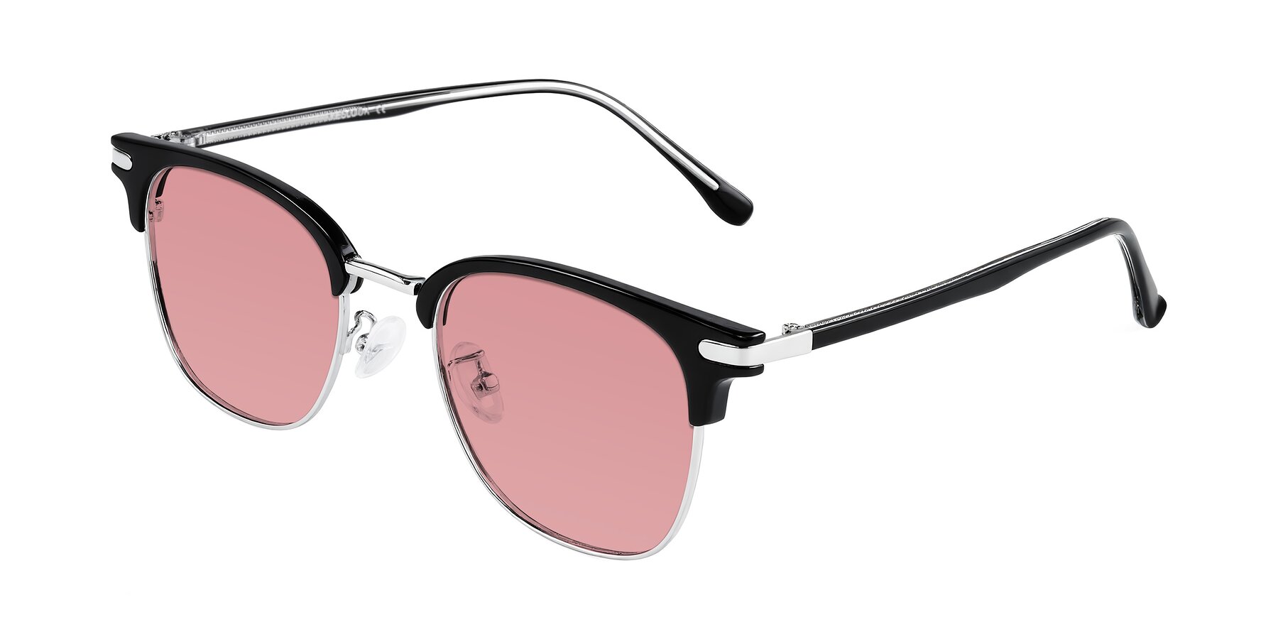 Angle of Raguti in Black/Silver with Medium Garnet Tinted Lenses