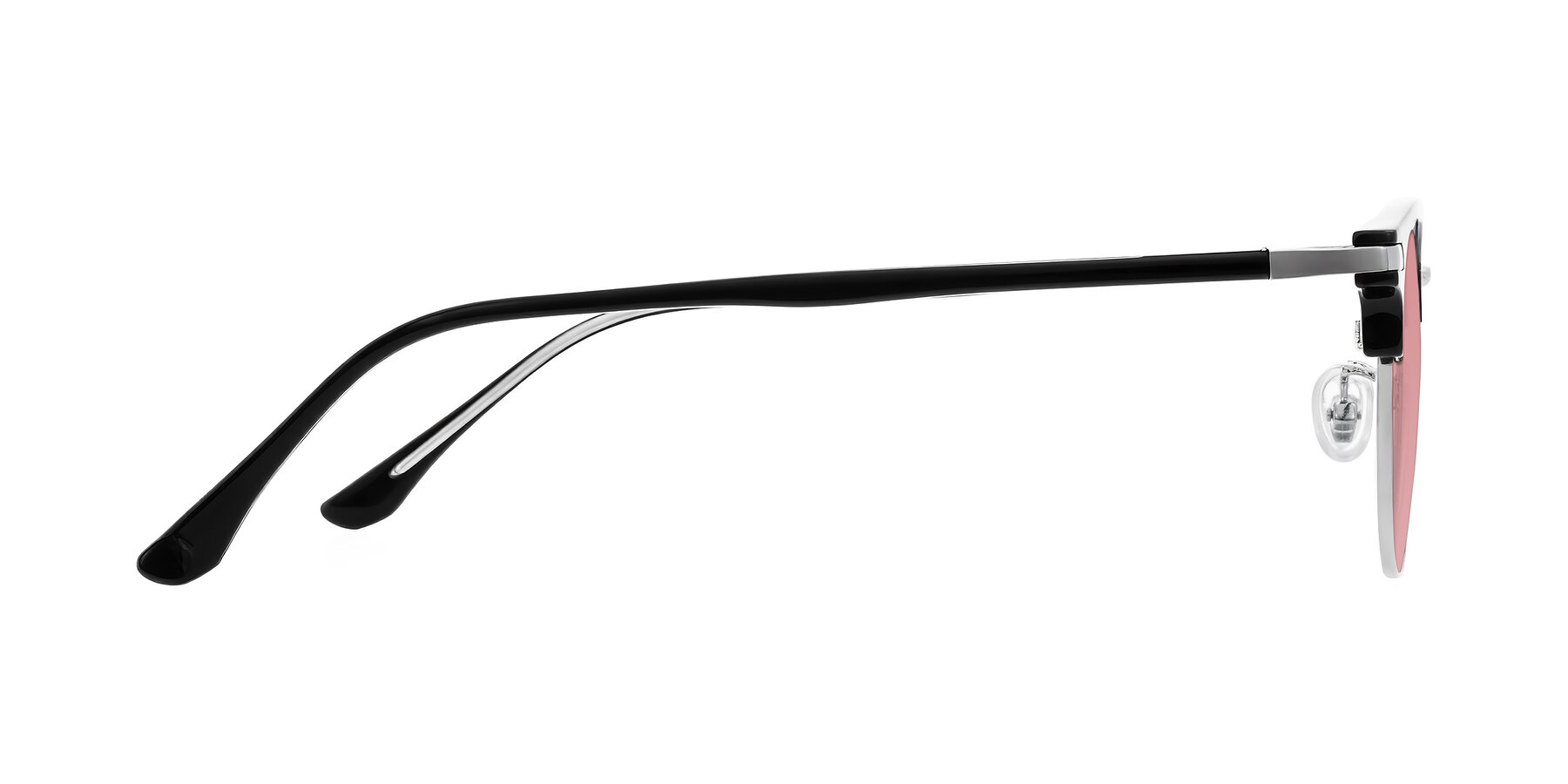 Side of Raguti in Black/Silver with Medium Garnet Tinted Lenses