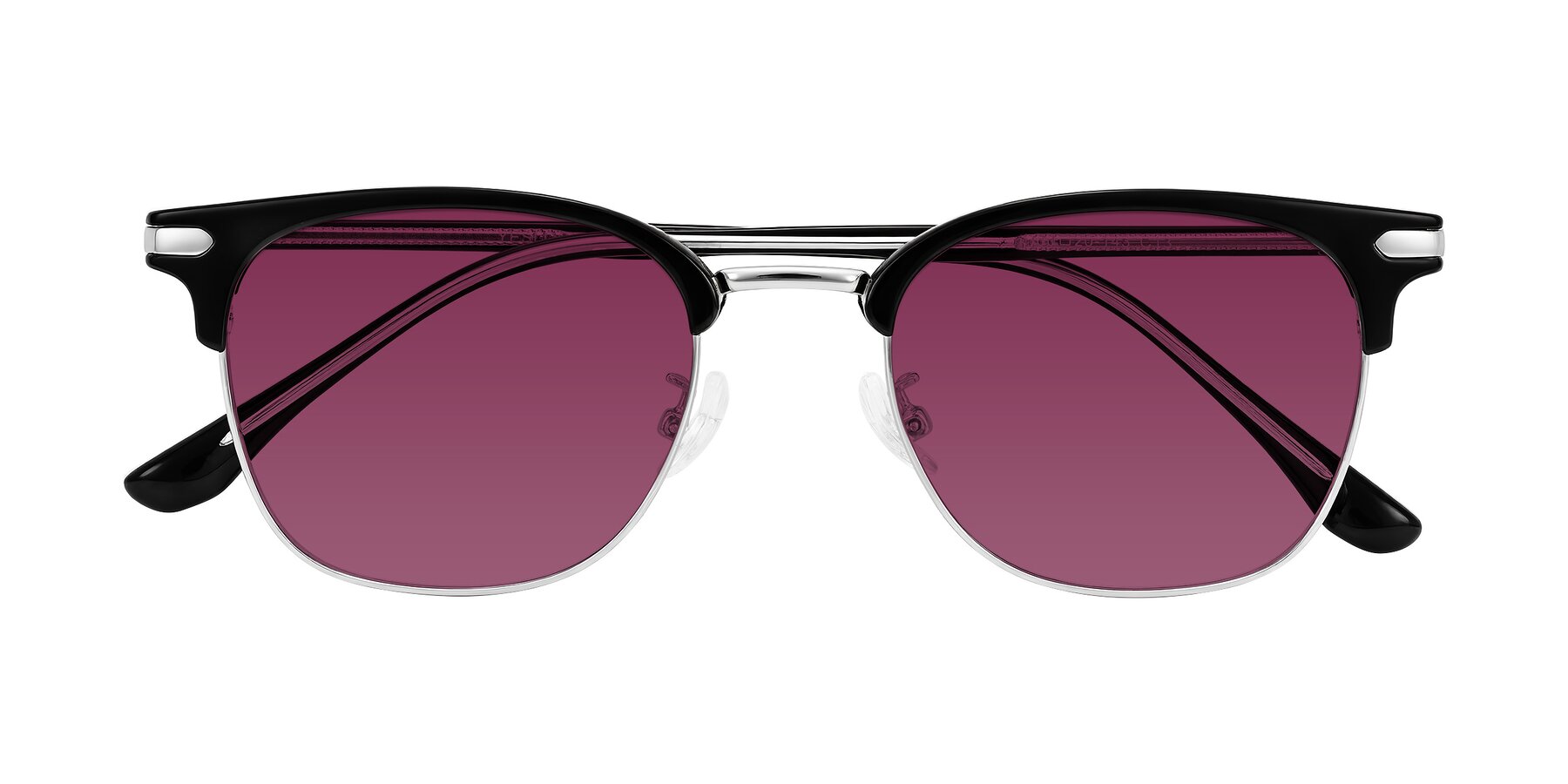 Folded Front of Raguti in Black/Silver with Wine Tinted Lenses