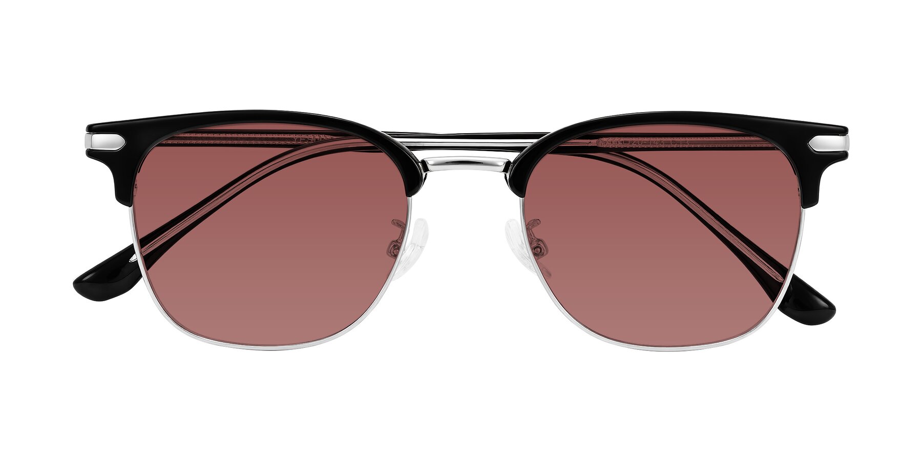 Folded Front of Raguti in Black/Silver with Garnet Tinted Lenses