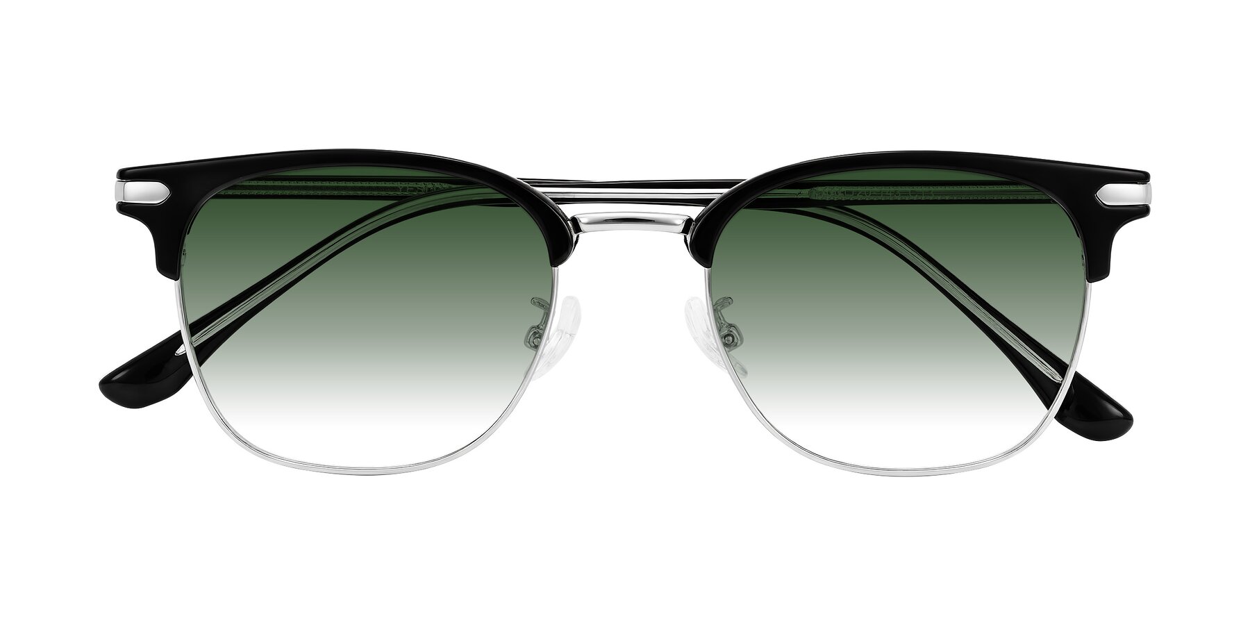 Folded Front of Raguti in Black/Silver with Green Gradient Lenses