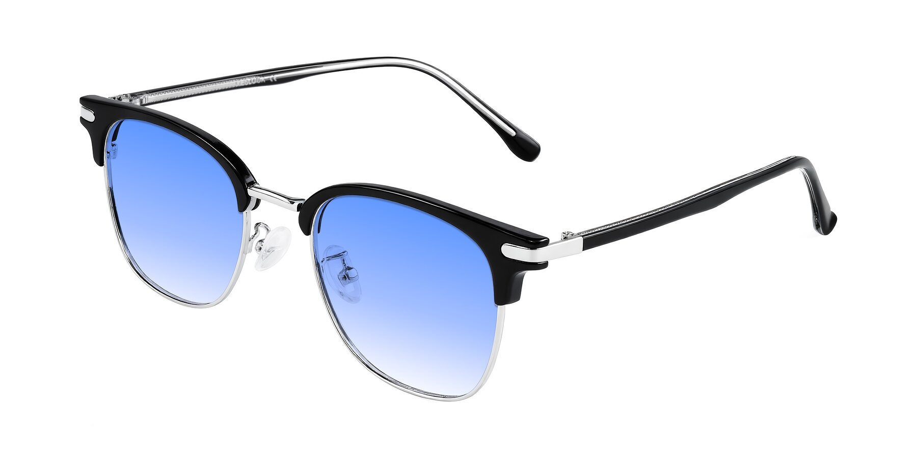 Angle of Raguti in Black/Silver with Blue Gradient Lenses