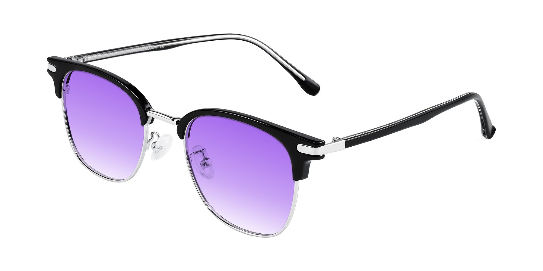 Angle of Raguti in Black/Silver with Purple Gradient Lenses