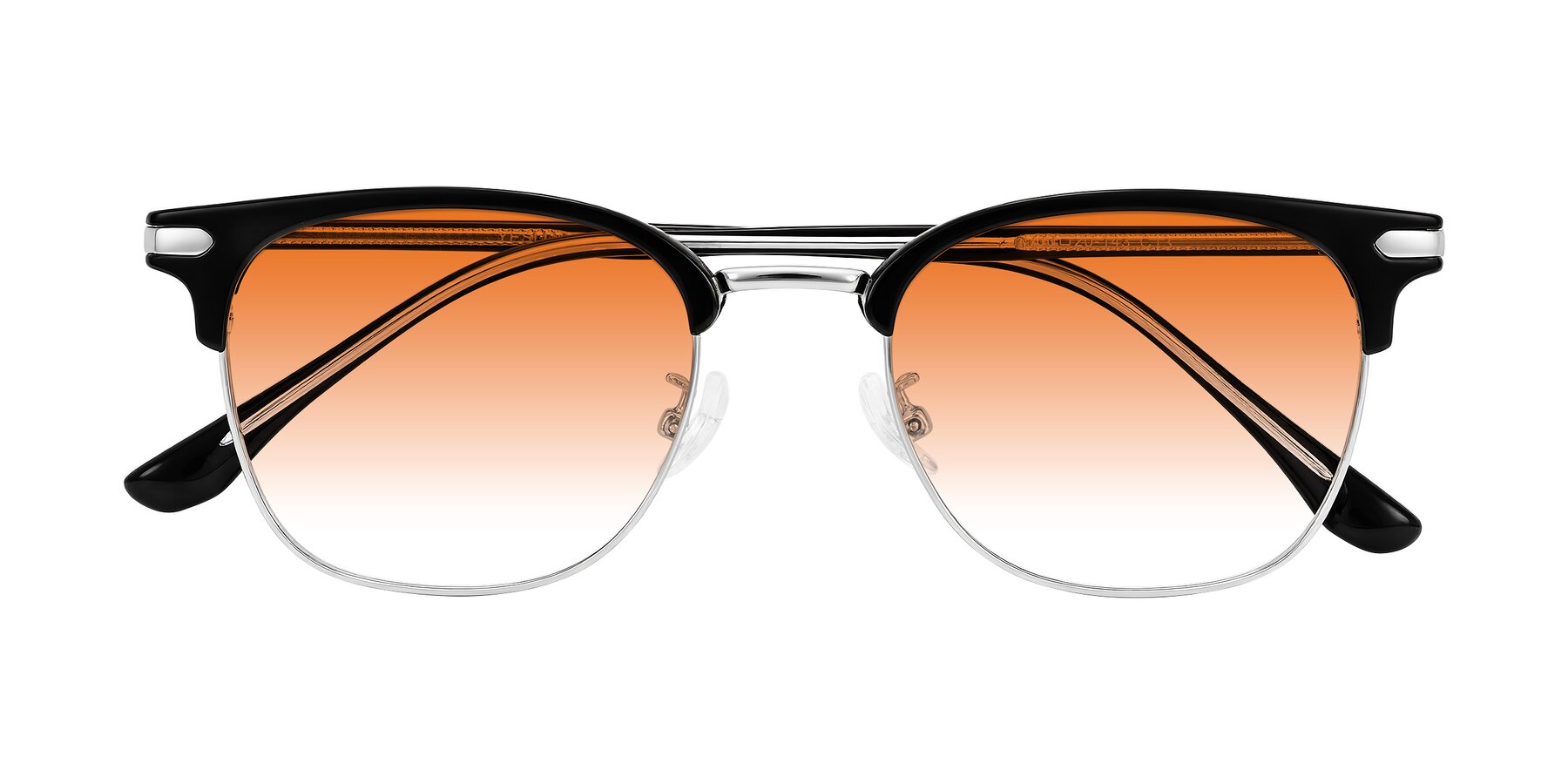 Folded Front of Raguti in Black/Silver with Orange Gradient Lenses