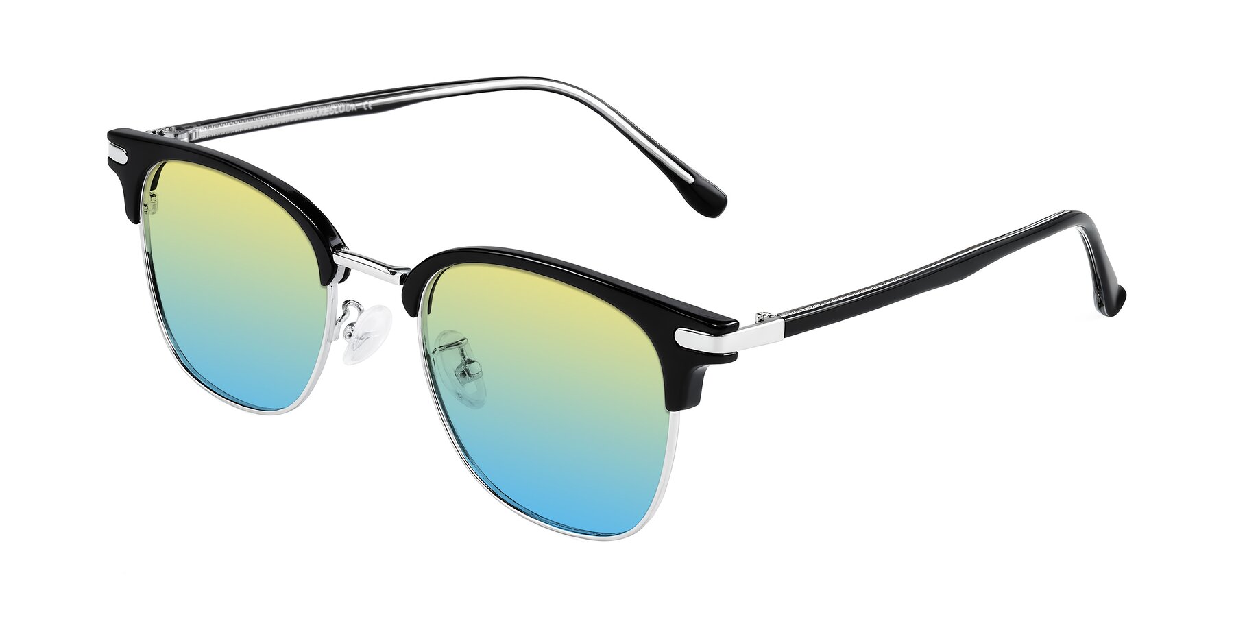 Angle of Raguti in Black/Silver with Yellow / Blue Gradient Lenses