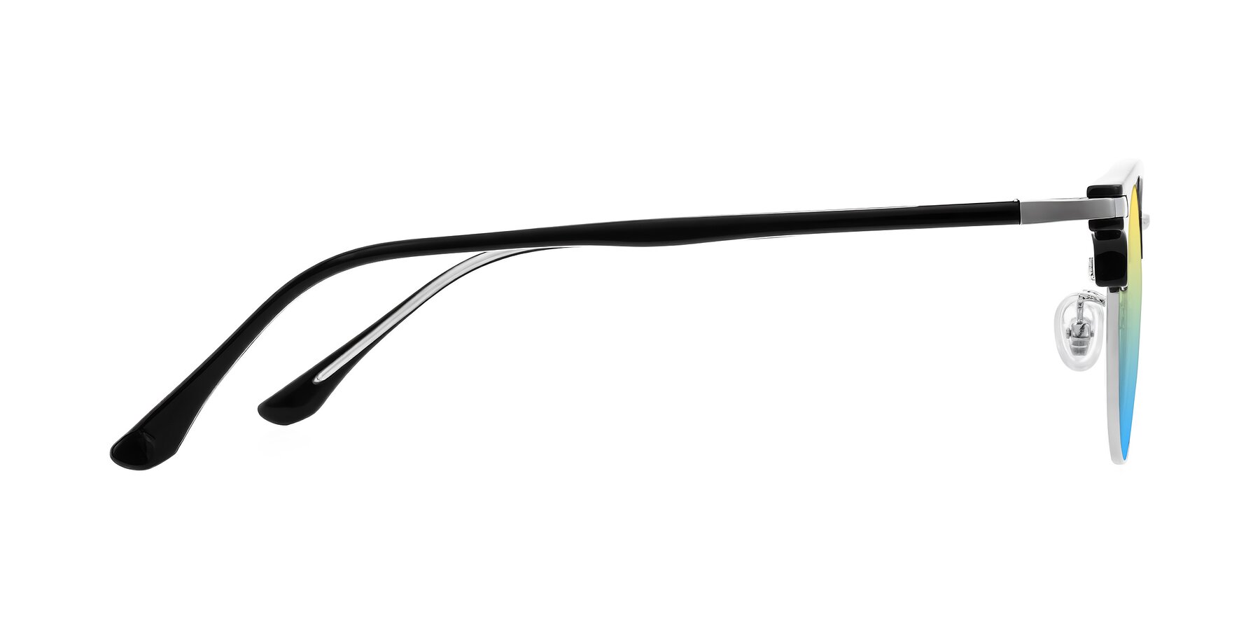 Side of Raguti in Black/Silver with Yellow / Blue Gradient Lenses