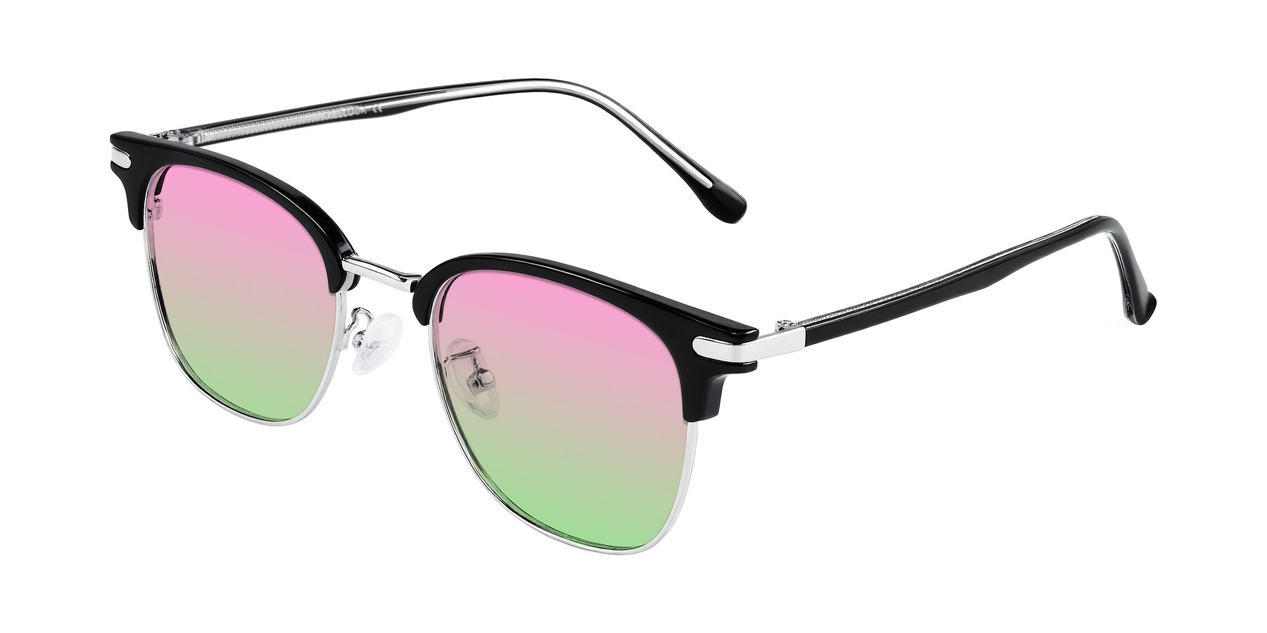 Angle of Raguti in Black/Silver with Pink / Green Gradient Lenses