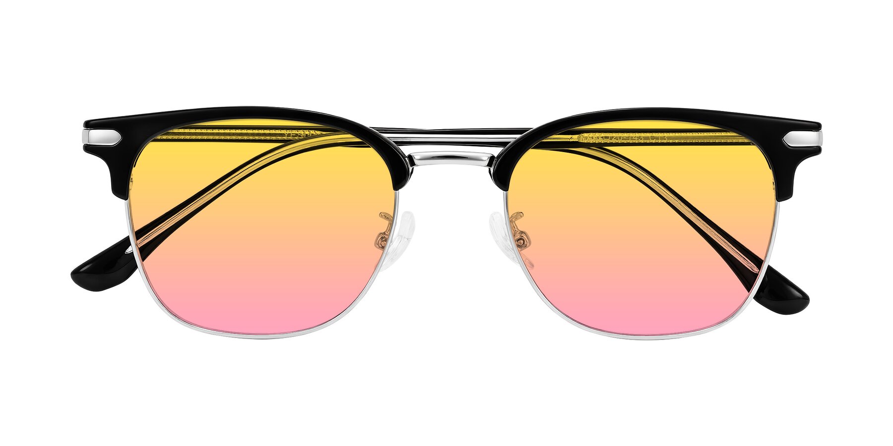 Folded Front of Raguti in Black/Silver with Yellow / Pink Gradient Lenses