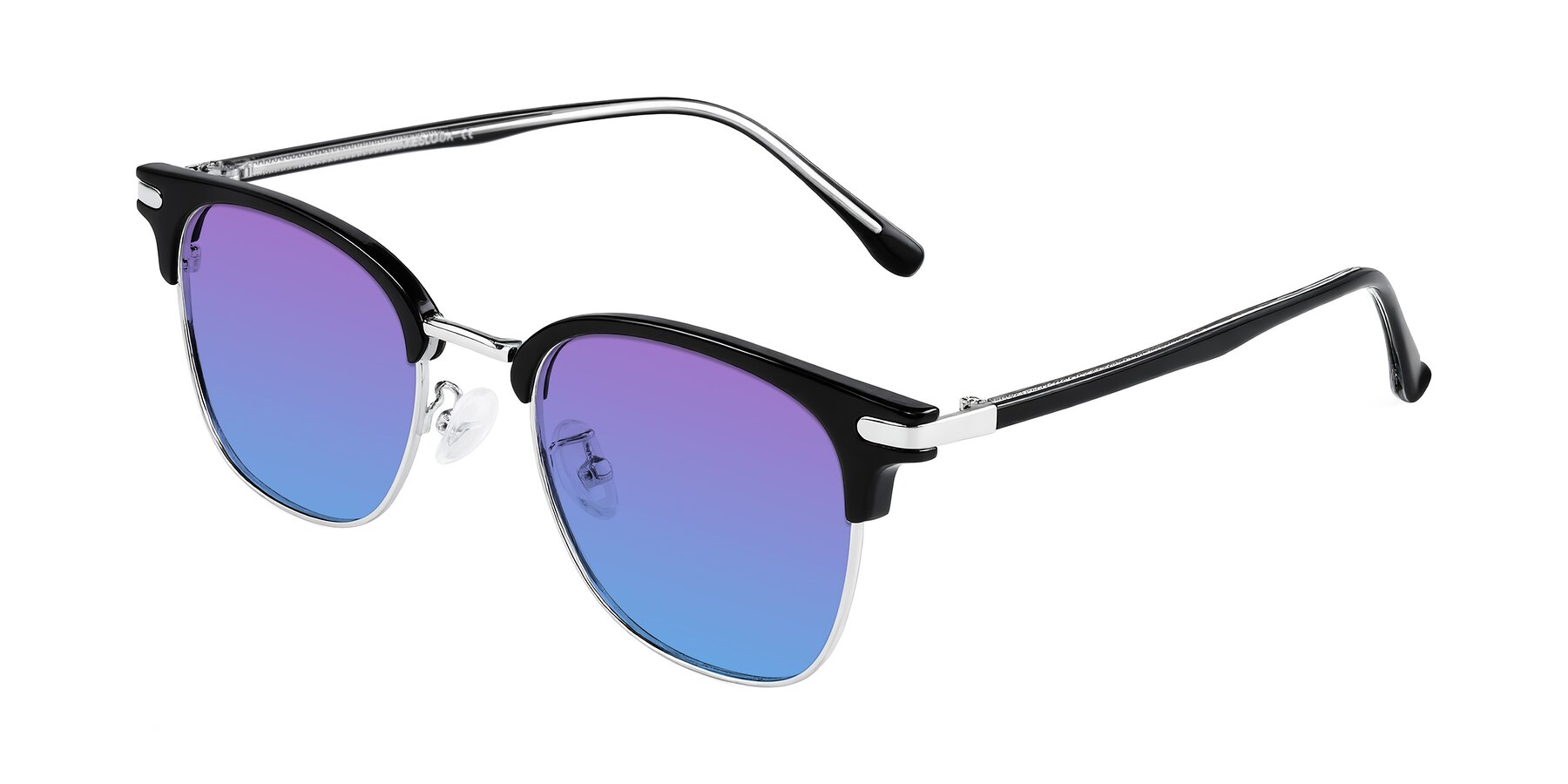 Angle of Raguti in Black/Silver with Purple / Blue Gradient Lenses