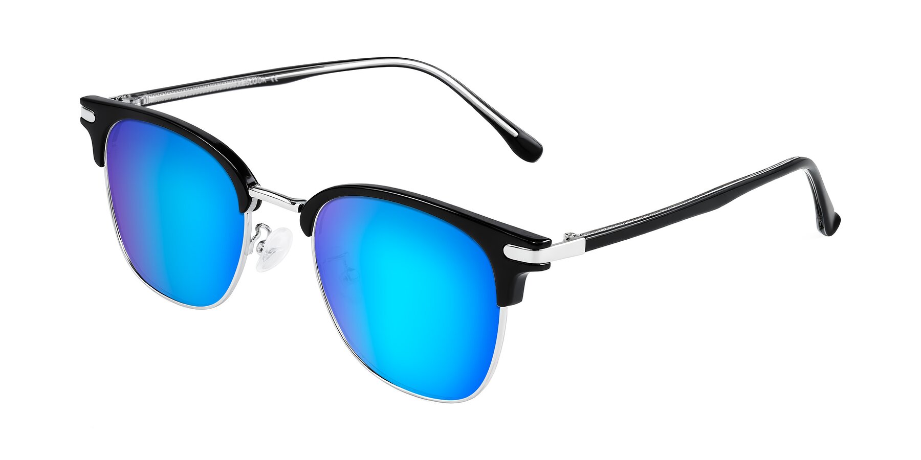 Angle of Raguti in Black/Silver with Blue Mirrored Lenses