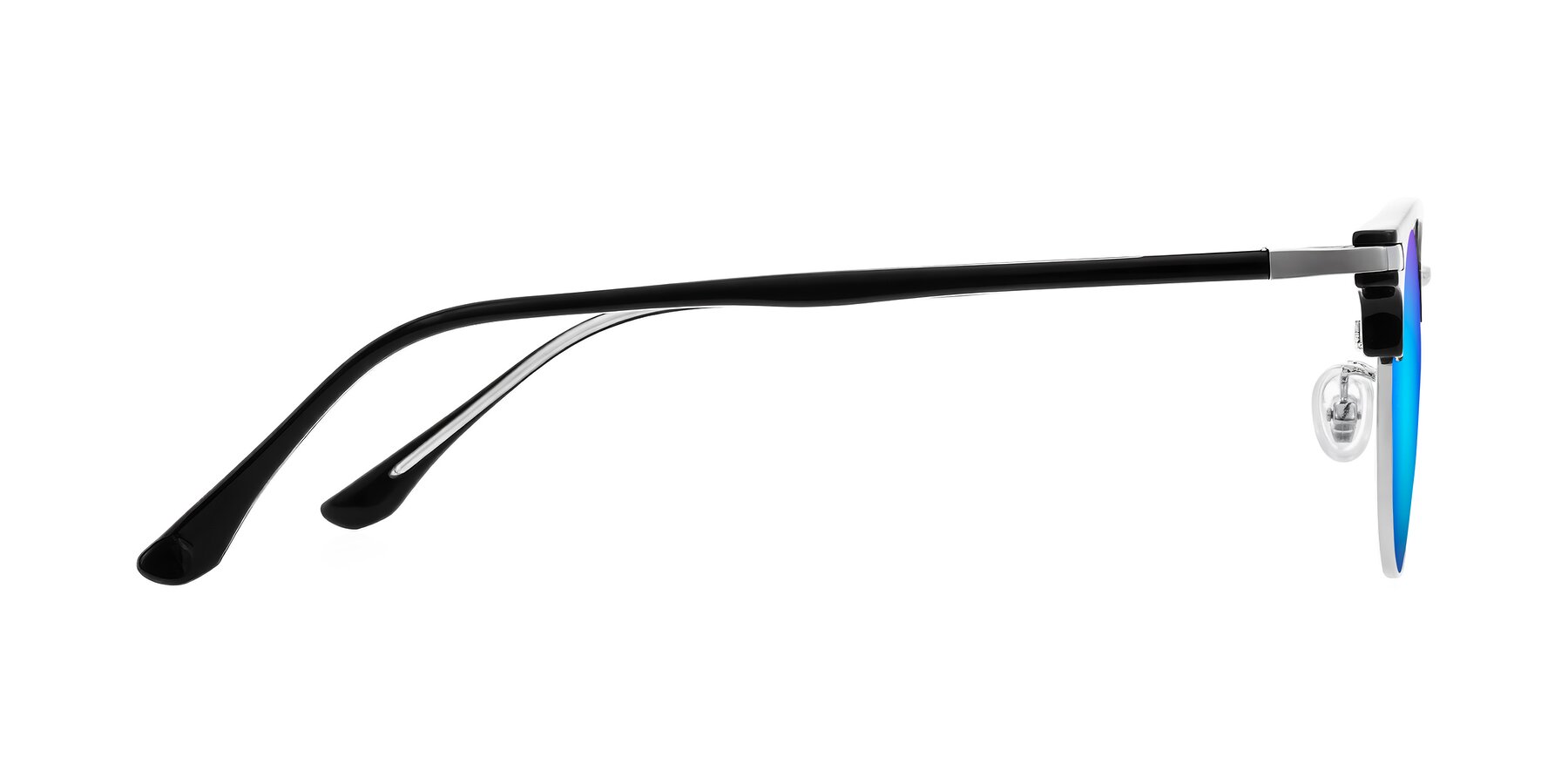 Side of Raguti in Black/Silver with Blue Mirrored Lenses