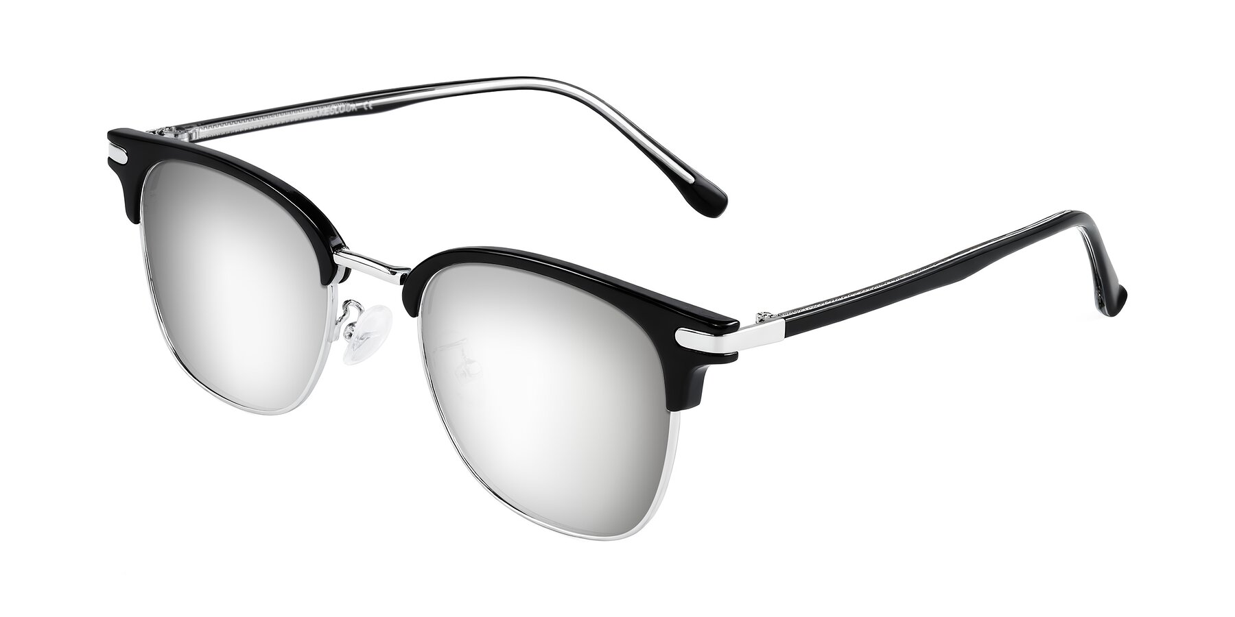 Angle of Raguti in Black/Silver with Silver Mirrored Lenses