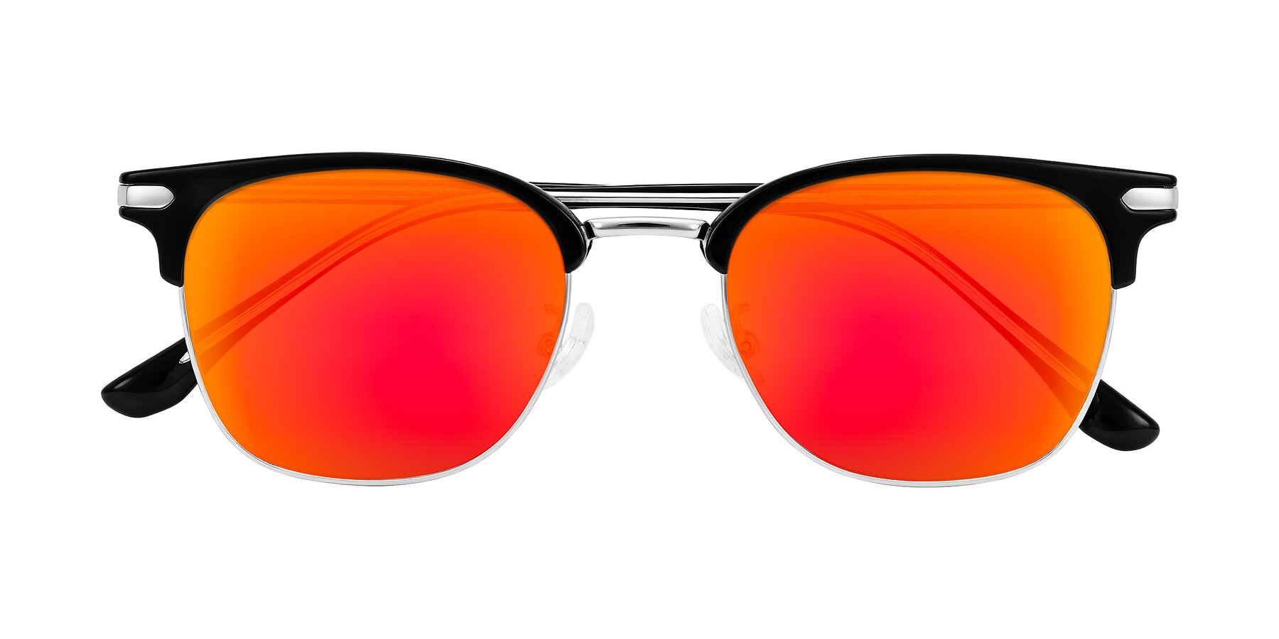 Folded Front of Raguti in Black/Silver with Red Gold Mirrored Lenses