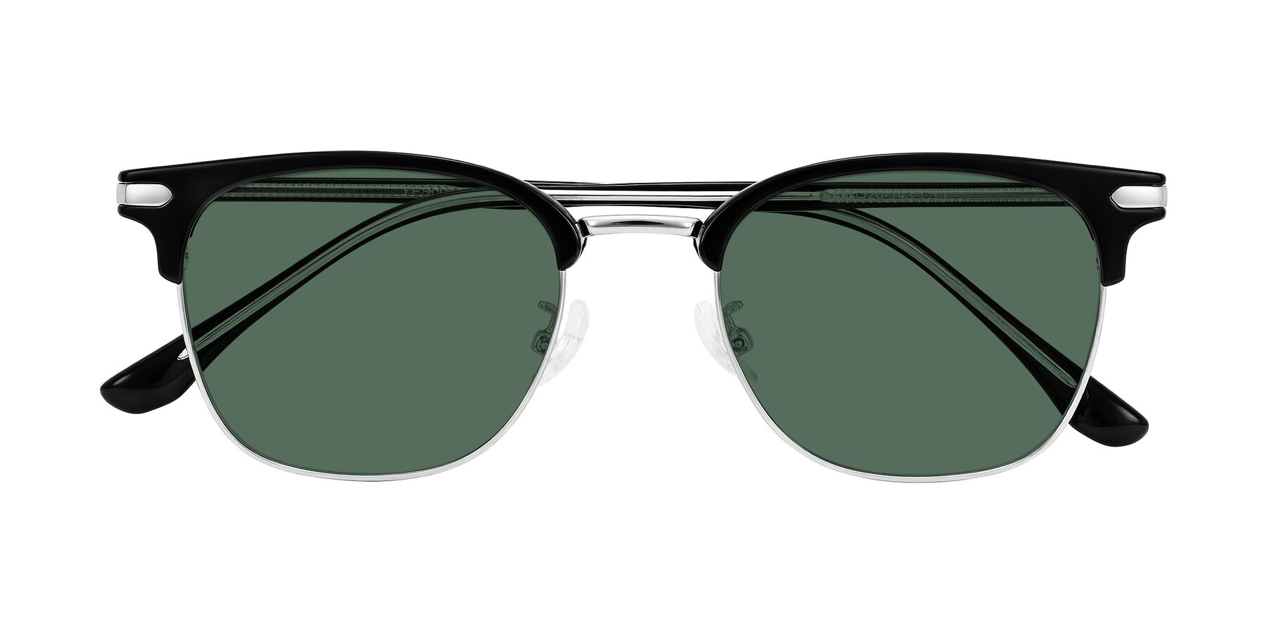 Folded Front of Raguti in Black/Silver with Green Polarized Lenses
