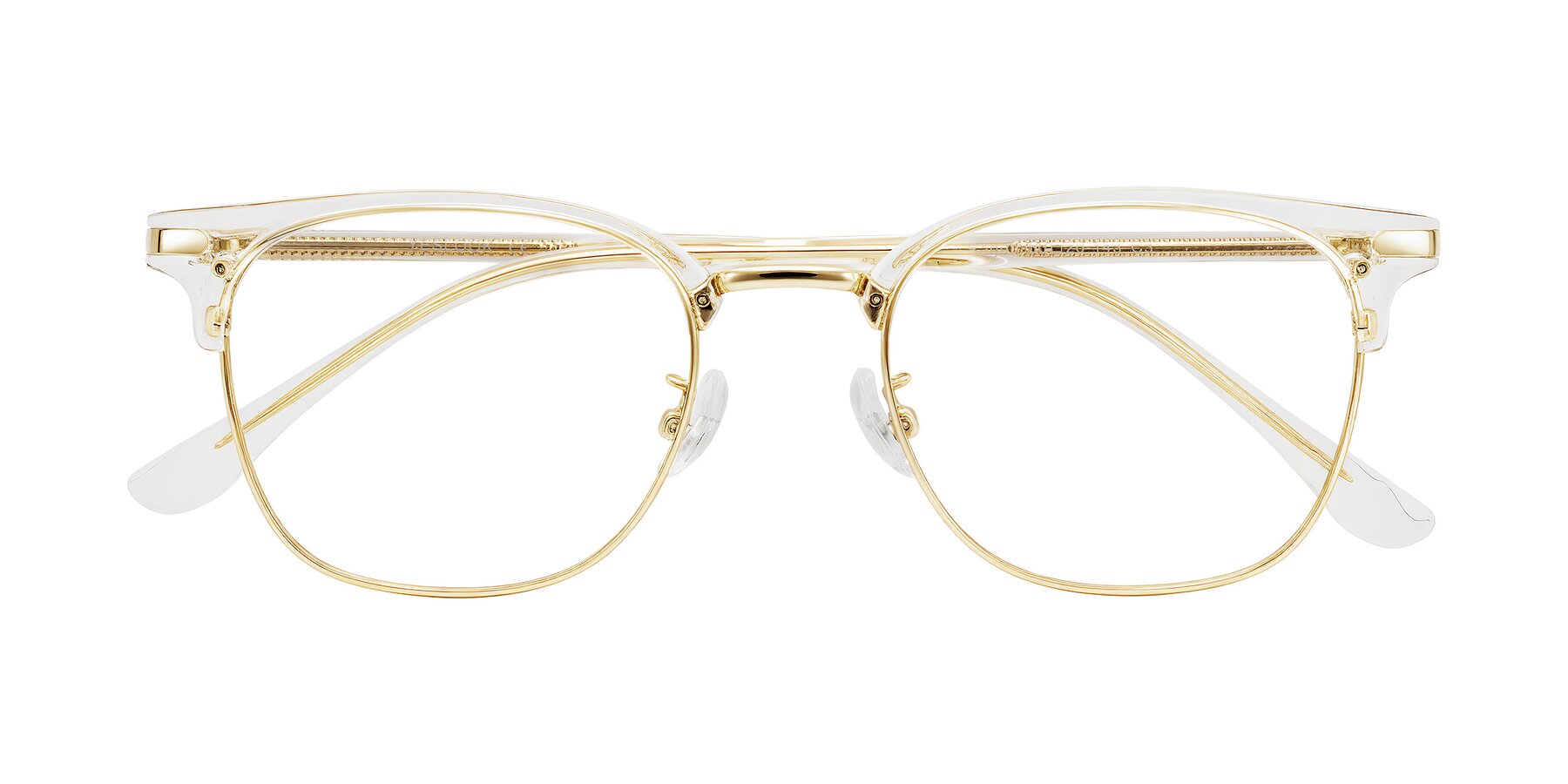 Folded Front of Raguti in Clear/Gold with Clear Eyeglass Lenses