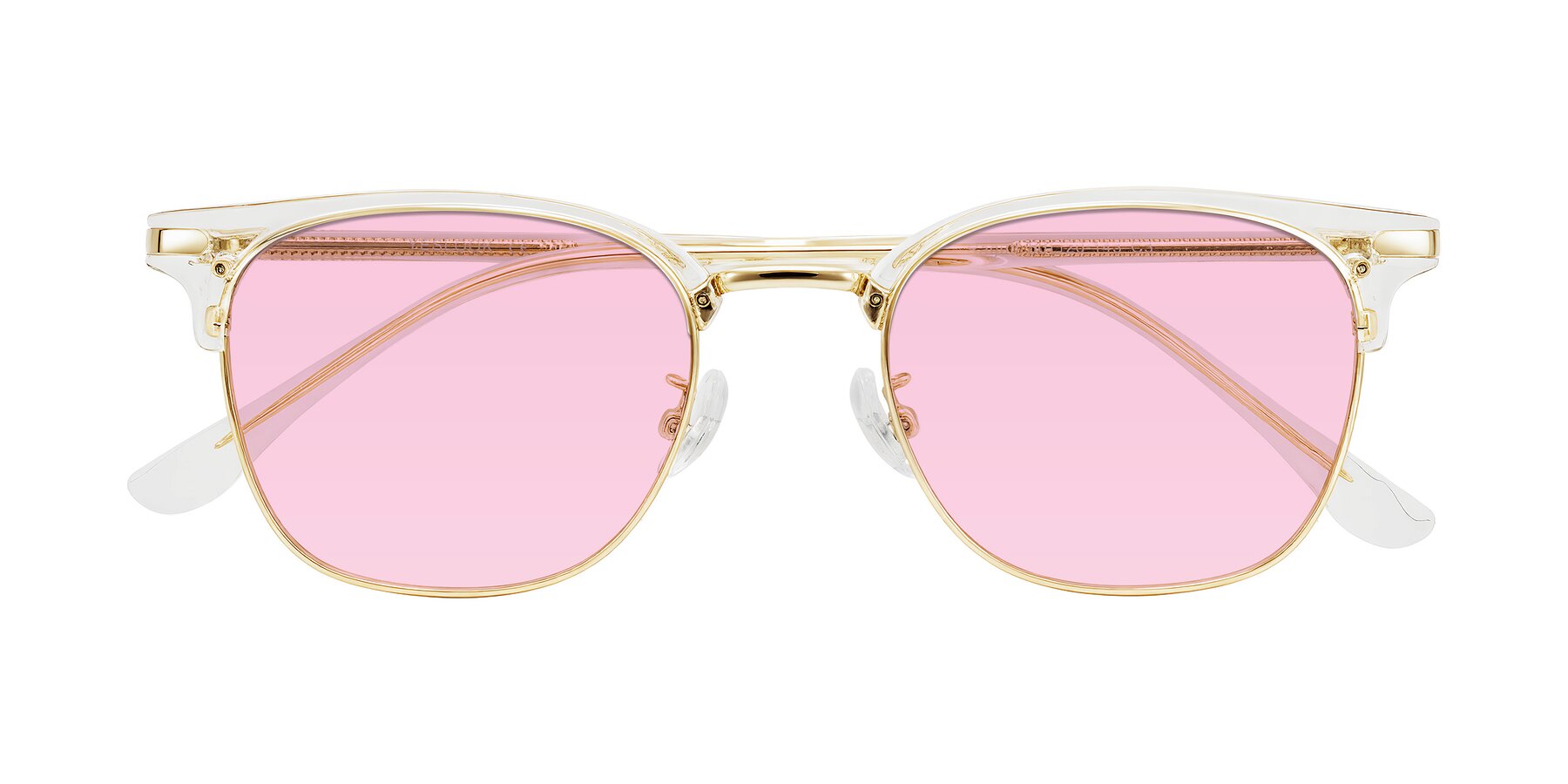 Folded Front of Raguti in Clear/Gold with Light Pink Tinted Lenses