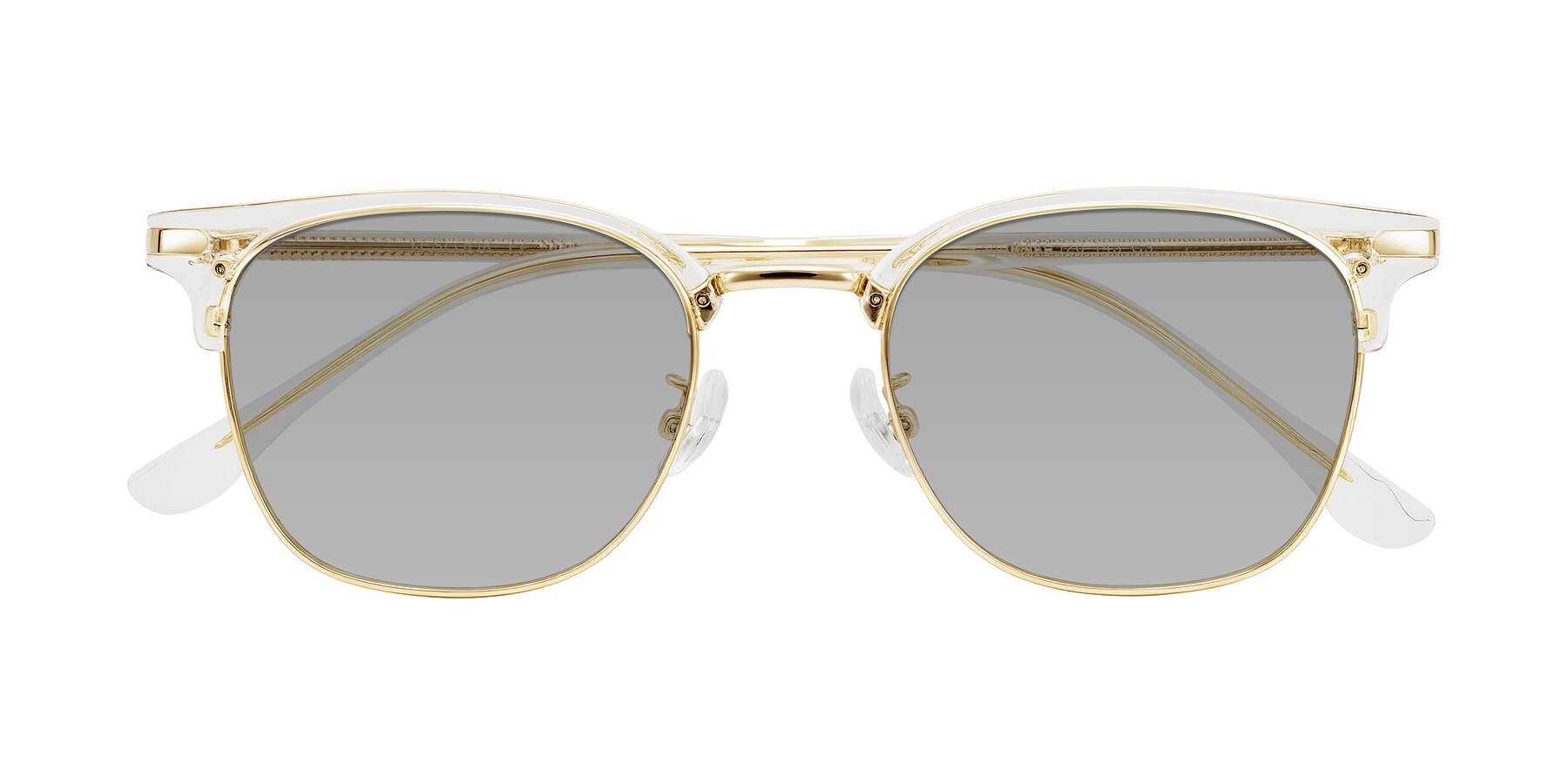 Folded Front of Raguti in Clear/Gold with Light Gray Tinted Lenses