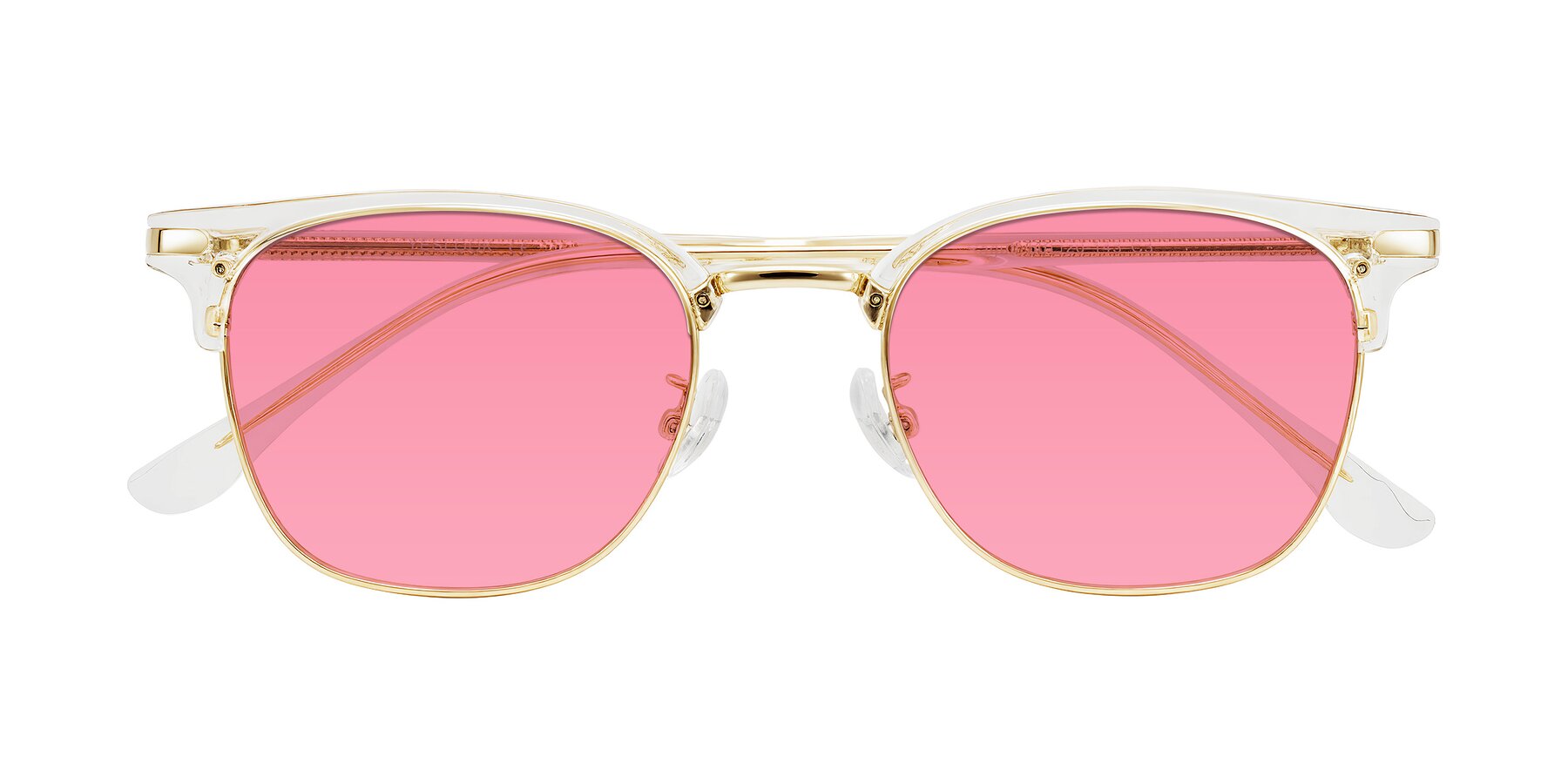 Folded Front of Raguti in Clear/Gold with Pink Tinted Lenses
