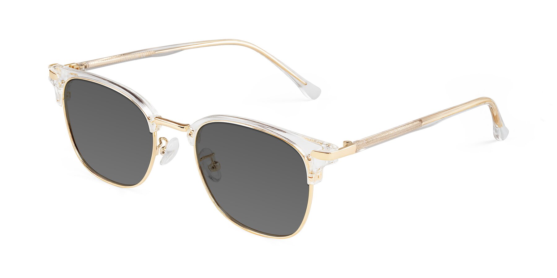 Angle of Raguti in Clear/Gold with Medium Gray Tinted Lenses