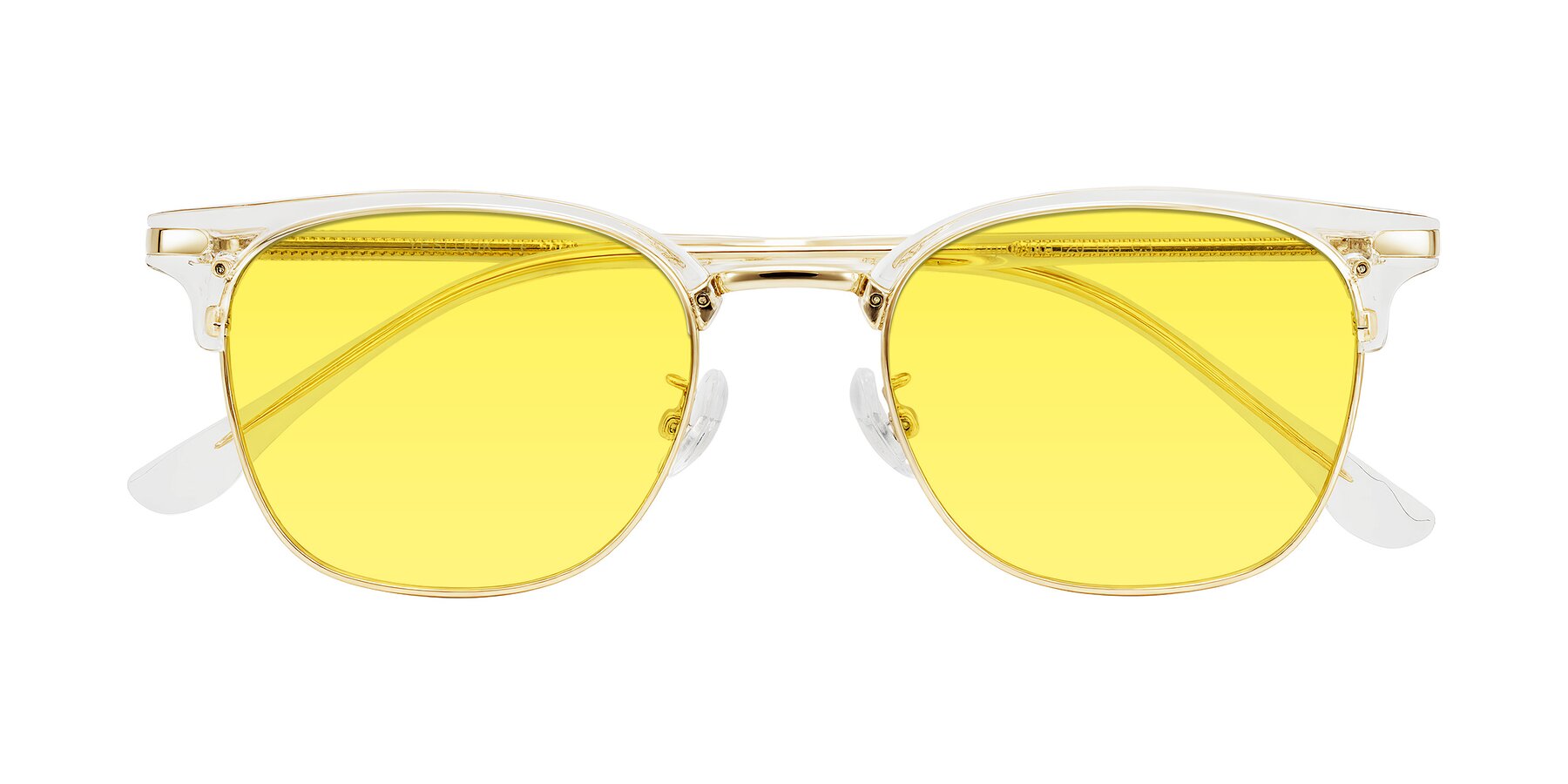 Folded Front of Raguti in Clear/Gold with Medium Yellow Tinted Lenses